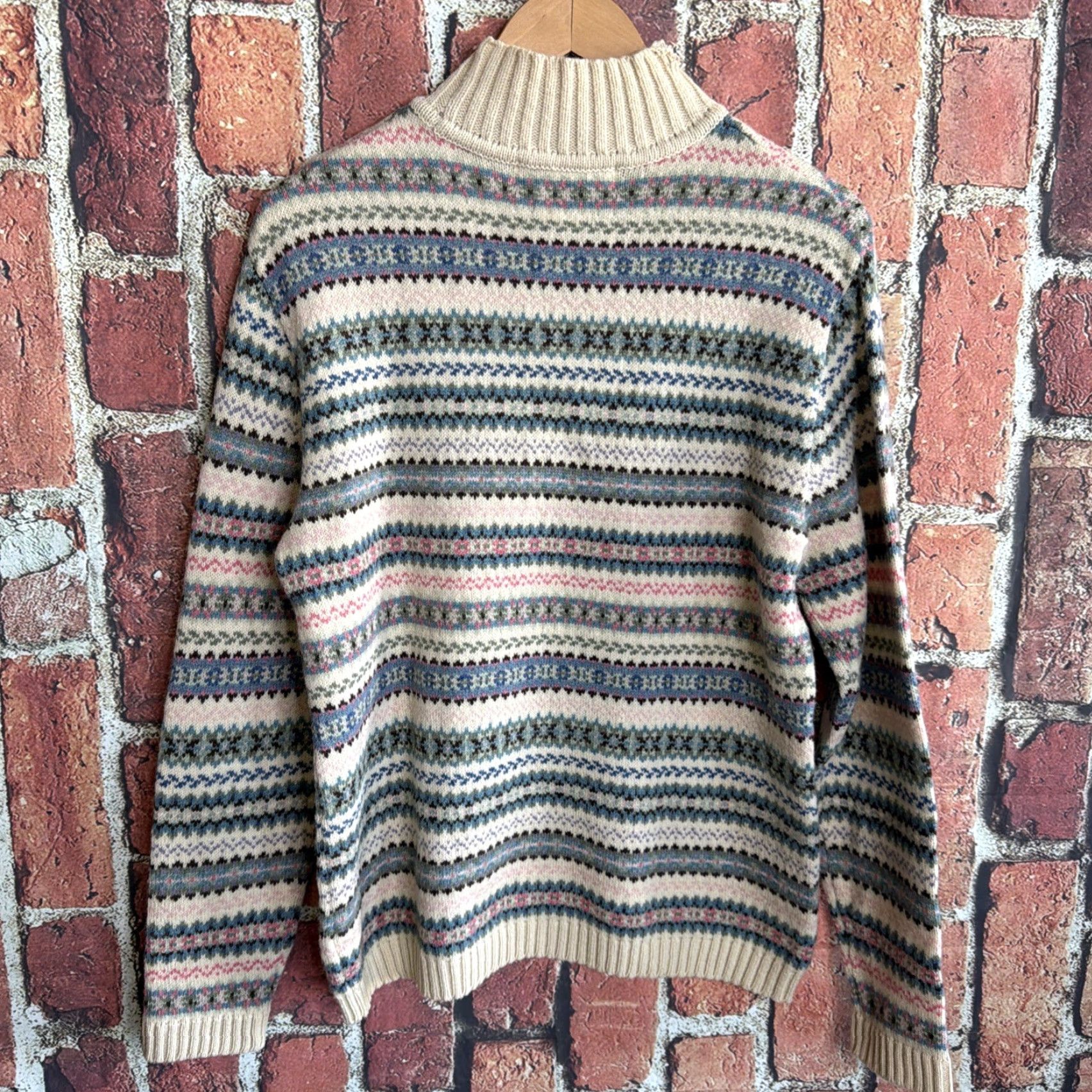 Jones New York VINTAGE Jones New York Sport 100% Wool Cardigan Fair Isle Nordic Women M Cream Pullover Sweater Long Sleeve Size M / US 6-8 / IT 42-44 - 3 Thumbnail