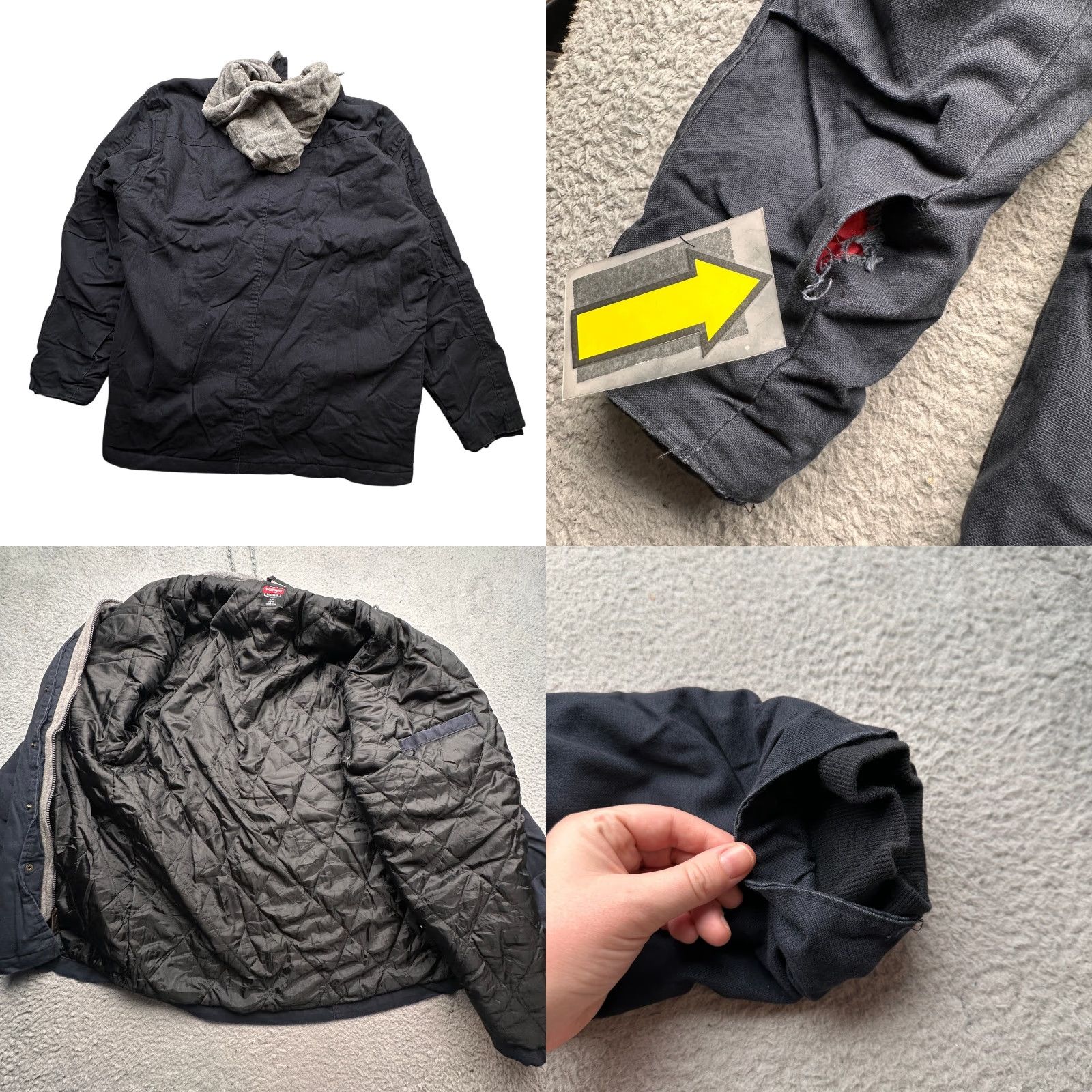 Wrangler Wrangler Canvas Hooded Work Jacket 55253 Mens XL Quilt Lined UNSTITCHING FLAW Size US XL / EU 56 / 4 - 8 Thumbnail