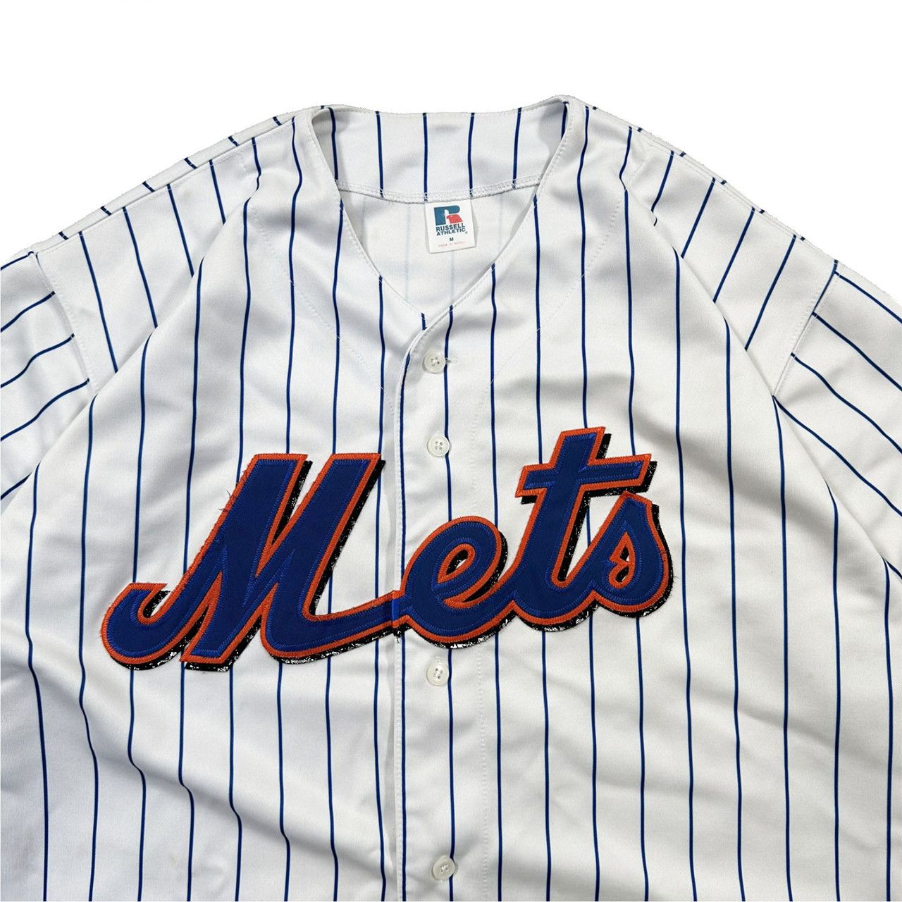 Vintage Vintage 90s Russell Athletic New York Mets Striped Baseball Size US M / EU 48-50 / 2 - 2 Thumbnail