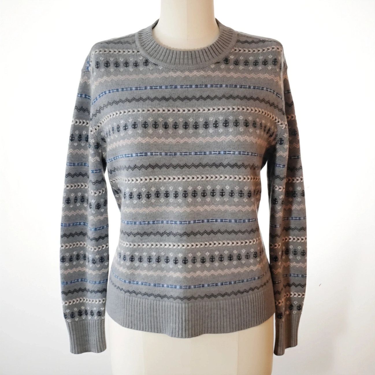 Nautica Nautica Size M Cotton Sweater Grey Blue Pink Anchor Stripe Size M / US 6-8 / IT 42-44 - 1 Thumbnail