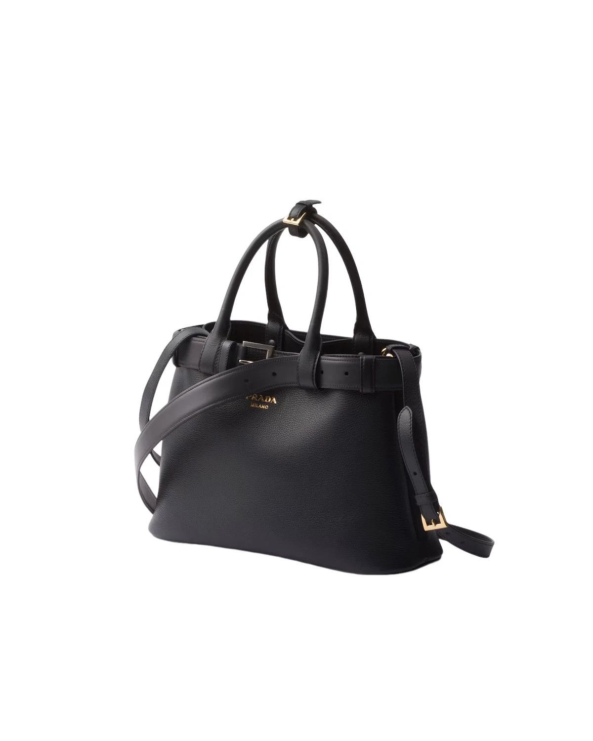Prada PRADA Buckle Small Black Leather Top Handle Bag New Size ONE SIZE - 2 Thumbnail