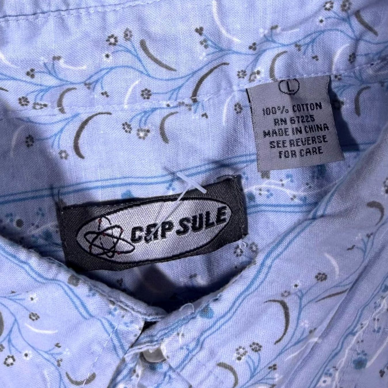 Vintage VINTAGE Capsule Western Floral Blue Cotton Long Sleeve Shirt Large Mens Size US L / EU 52-54 / 3 - 3 Thumbnail