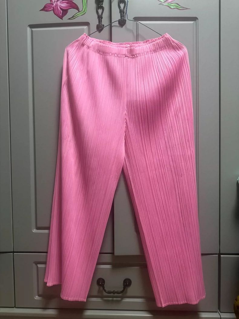 Issey Miyake Issey Miyake size:2 Pink pleated, fashionable, loose strai Size 31" - 3 Thumbnail