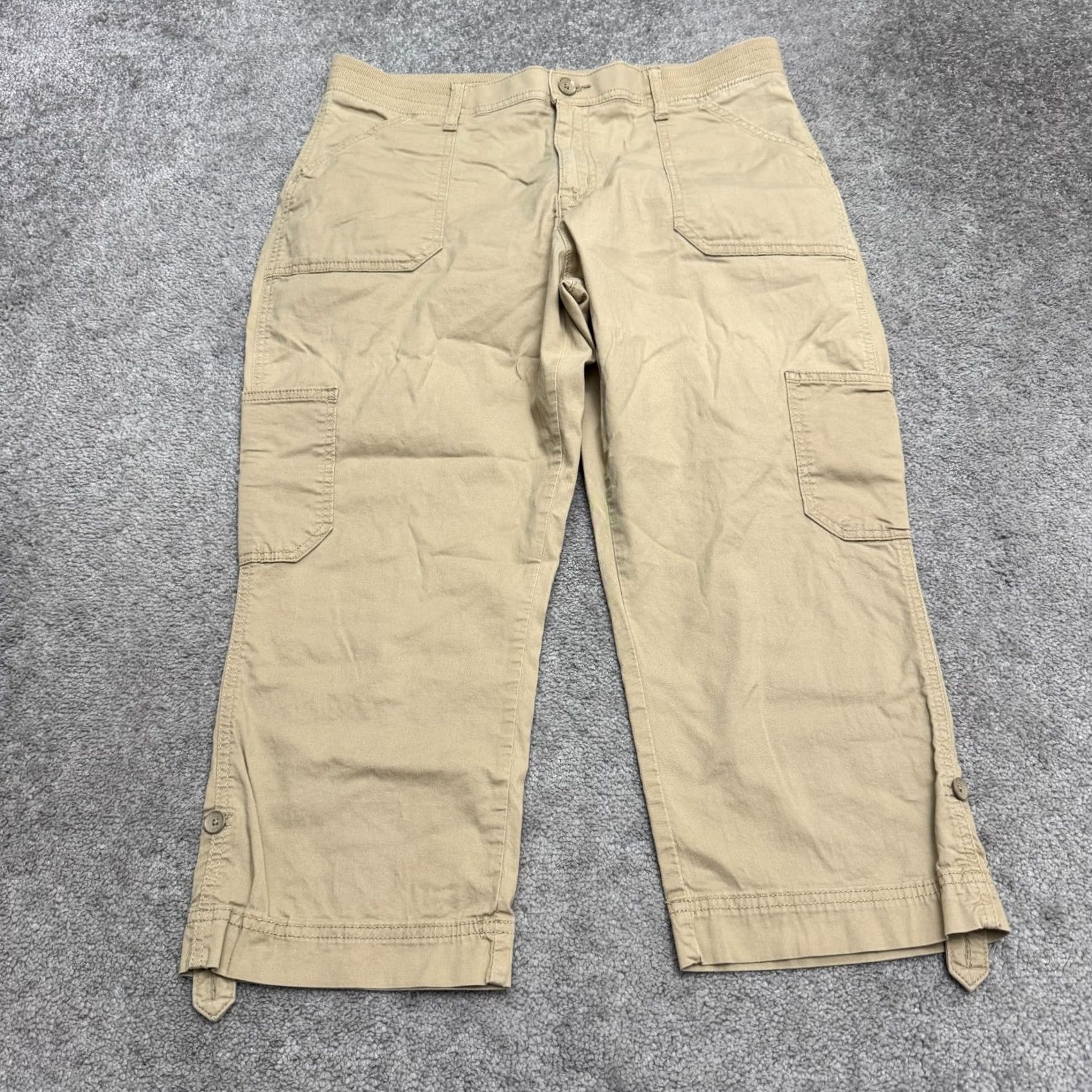 Lee VINTAGE Lee Relaxed Fit Mid Rise Cargo Capri Cropped Pants Womens M Khaki Cotton Size 32" / US 10 / IT 46 - 2 Thumbnail