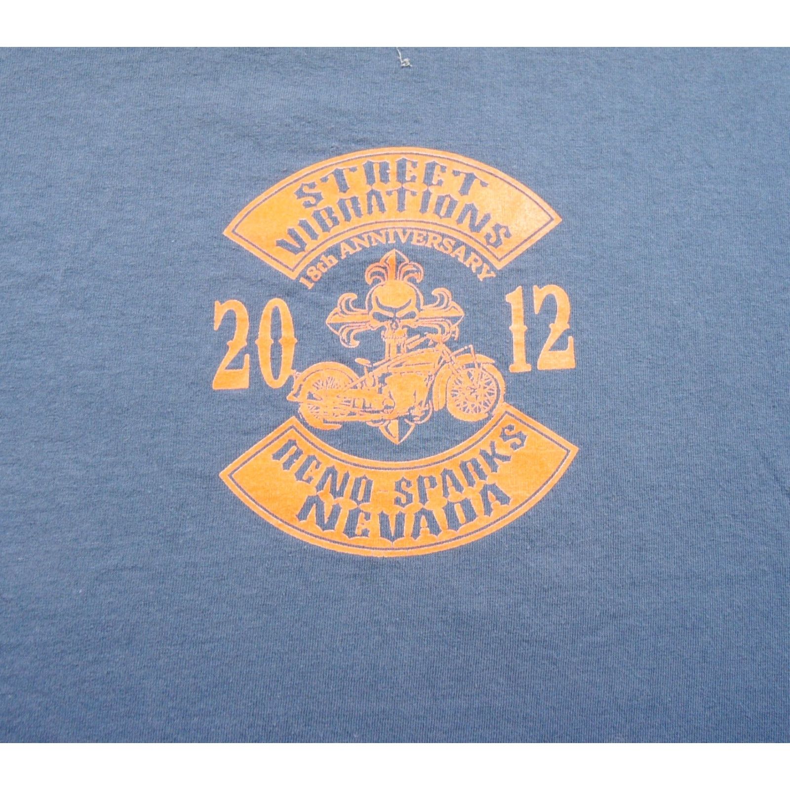 Fruit Of The Loom Street Vibrations Shirt Mens XL Blue Motorcycle Tee Reno Nevada Biker 2012 Fruit of the Loom T-Shirt Size US XL / EU 56 / 4 - 4 Thumbnail