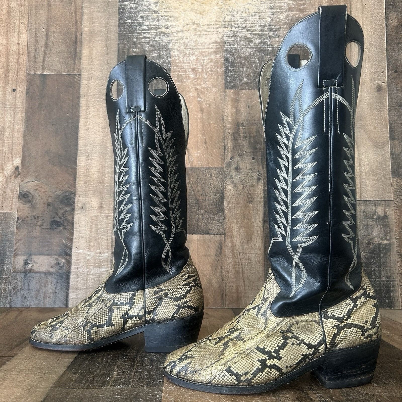 Vintage Custom Vtg Unbranded Snakeskin Cowboy Boots Mens 10 D Size US 10 / EU 43 - 3 Thumbnail