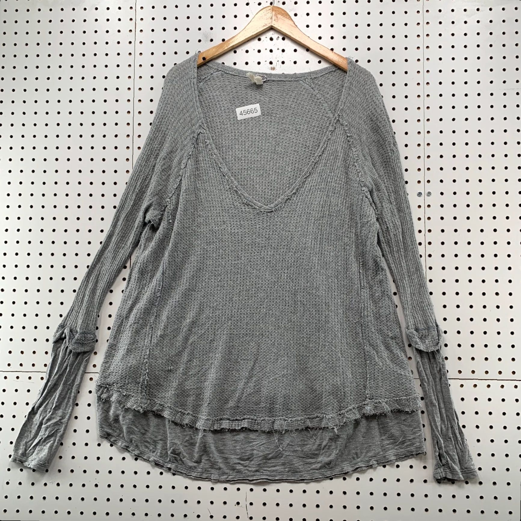 Vintage We the Free People Laguna Thermal Top Womens Large Waffle Knit Oversized Size L / US 10 / IT 46 - 2 Thumbnail