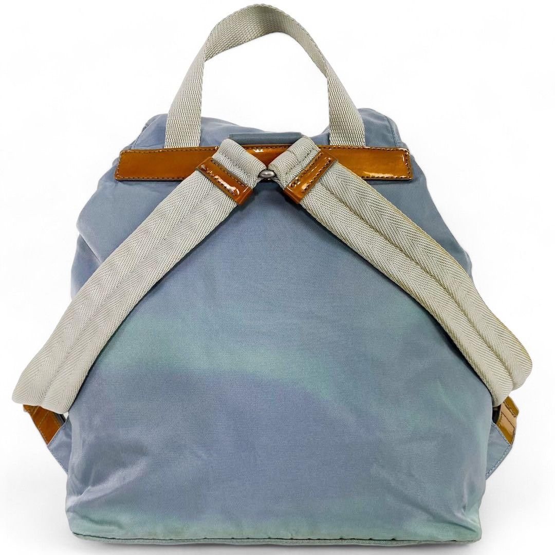 Prada Prada - Light Blue Nylon Leather Backpack Rucksack Size ONE SIZE - 3 Thumbnail