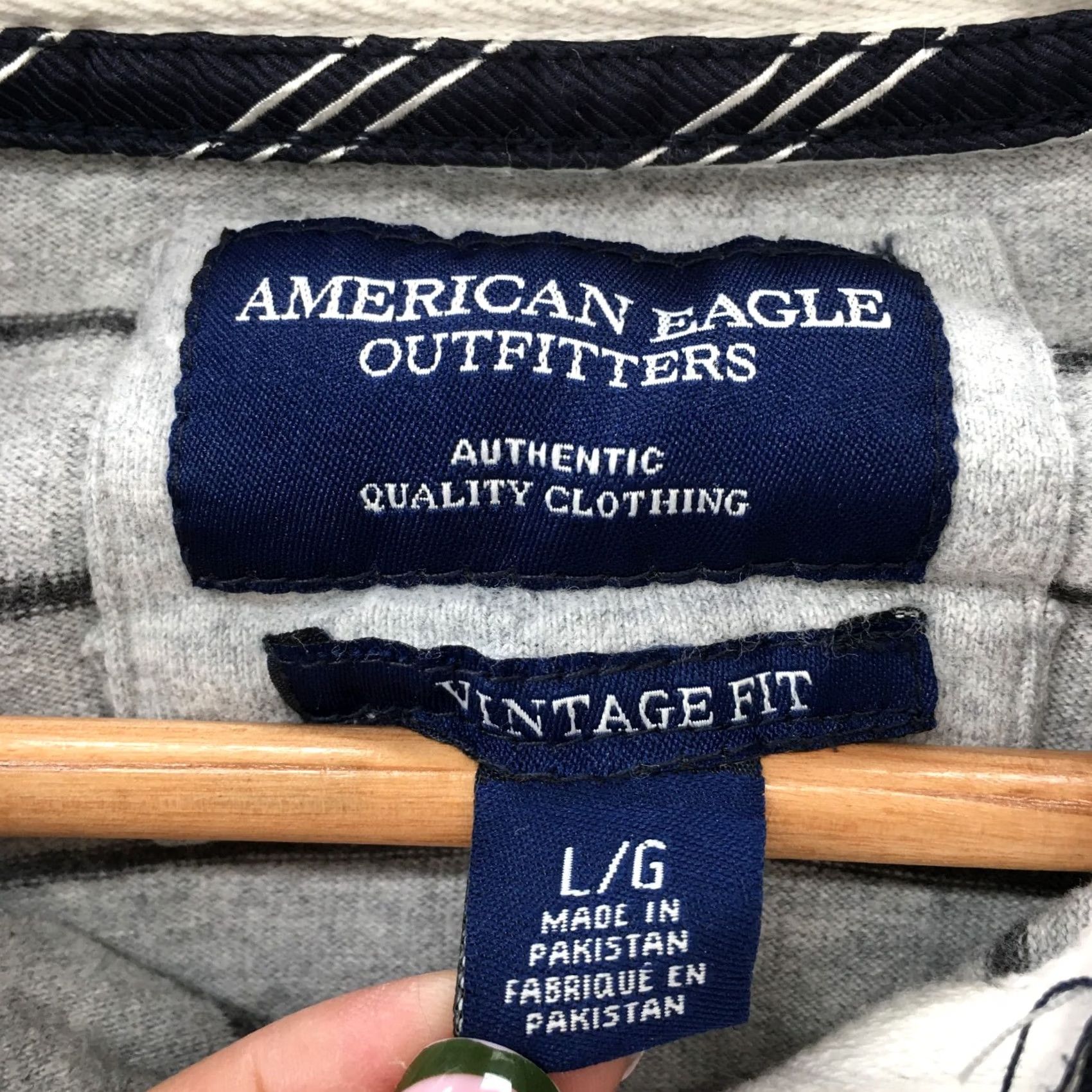 American Eagle Outfitters American Eagle Outfitters Polo Shirt Men L Gray Short Sleeve Striped Vintage Fit Shirt** Size US L / EU 52-54 / 3 - 6 Thumbnail