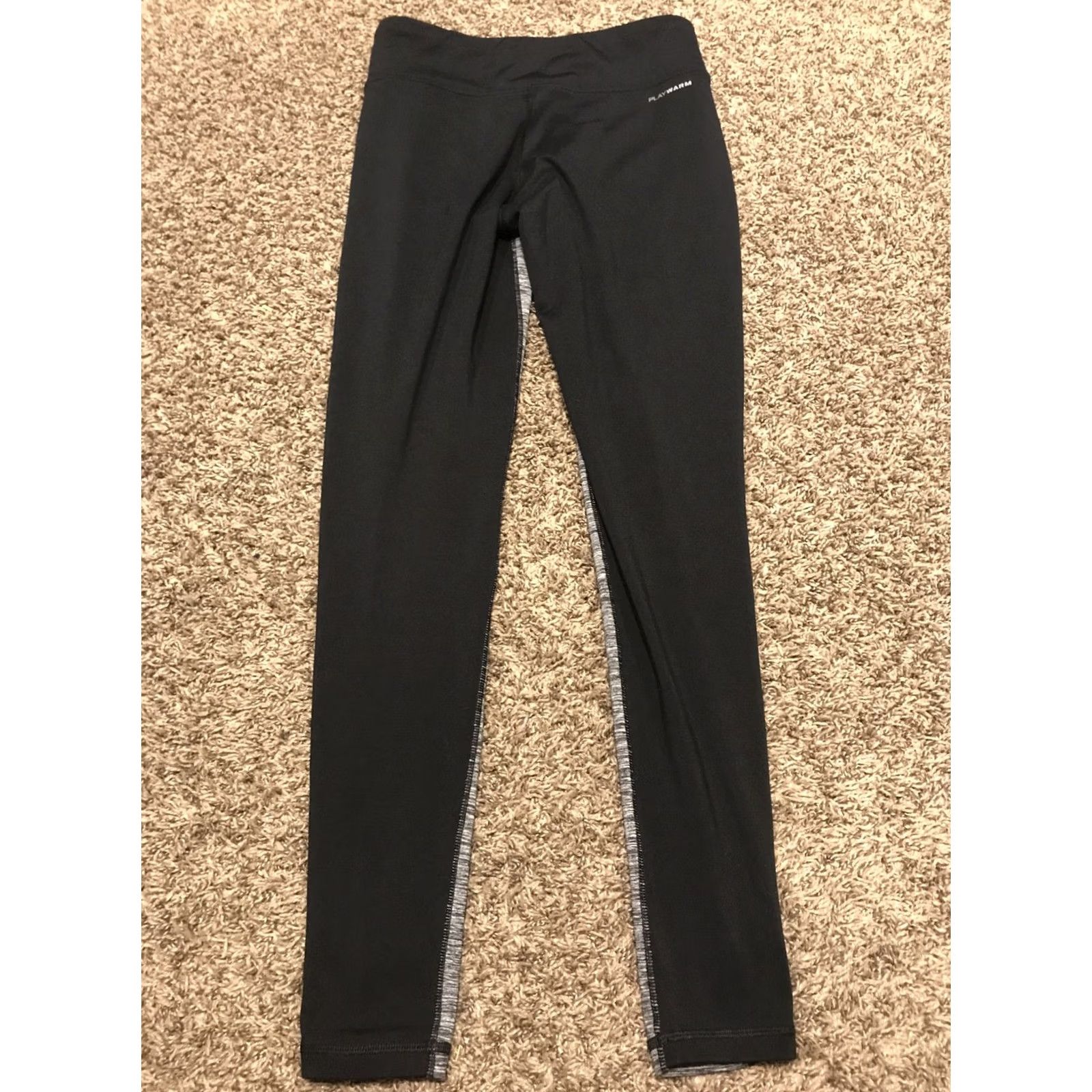 Reebok Reebok Playwarm Womens S Black Gray Polyester Stretch Leggings Athletic Compression Size 28" / US 6 / IT 42 - 3 Thumbnail