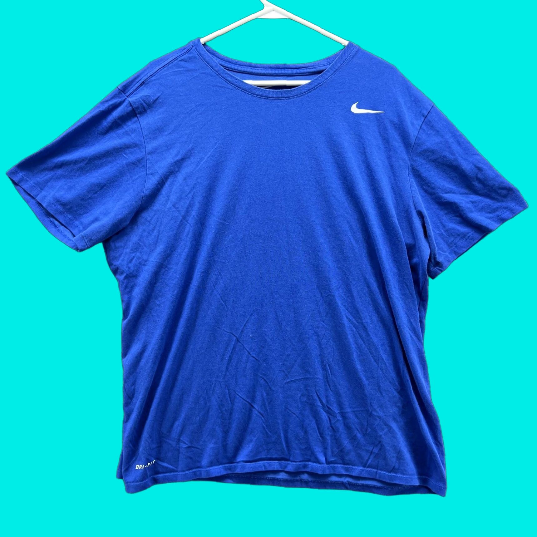Nike Nike Shirt Men XXL Blue Dri-Fit Crewneck Short Sleeve Swoosh Logo Nike Dri-FIT Training Running Moisture Wicking Casual Athletic T-Shirt Size US XXL / EU 58 / 5 - 1 Thumbnail