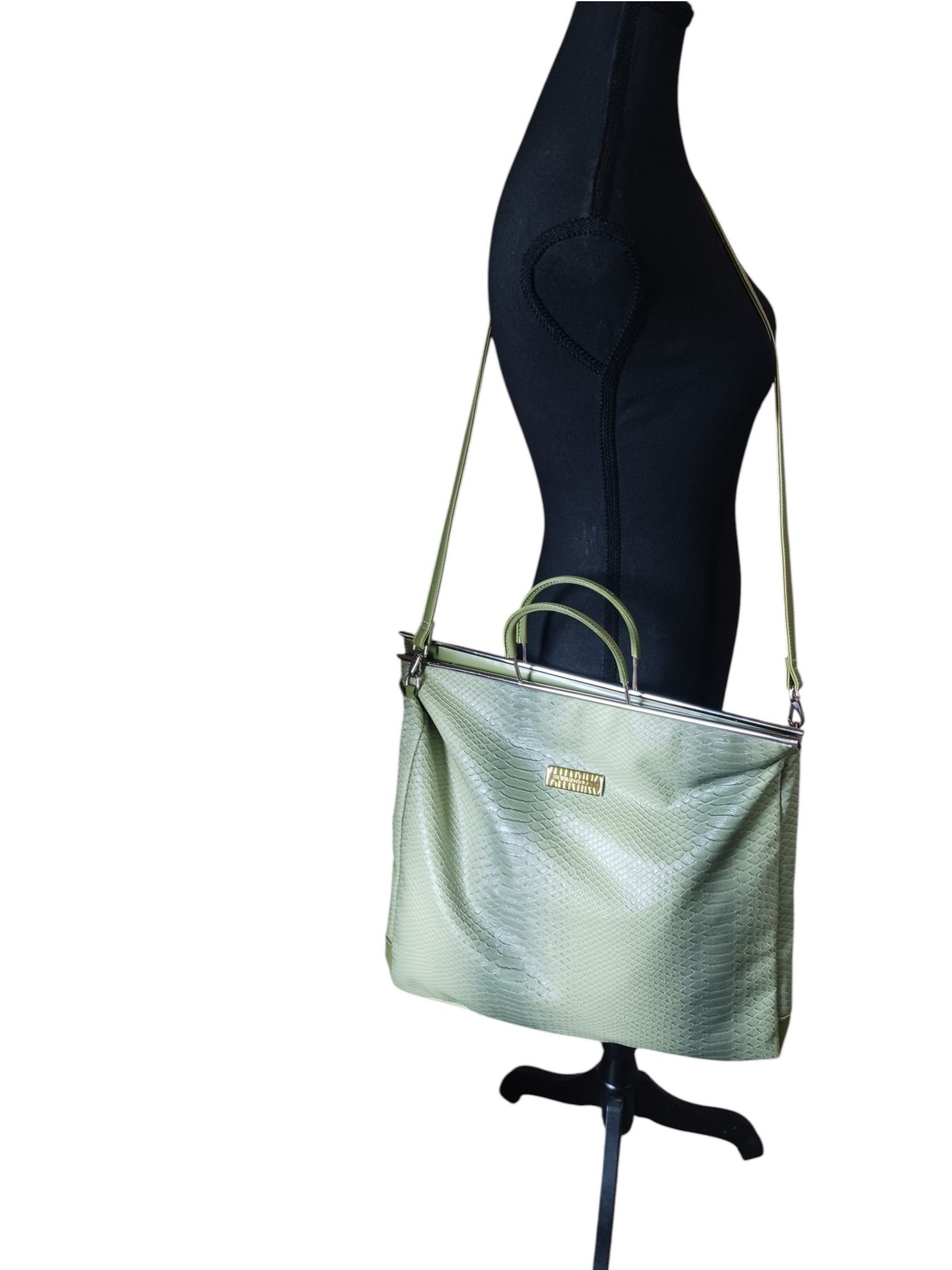 Mario Valentino Mario Valentino Green Embossed Tote Bag Size ONE SIZE - 5 Thumbnail