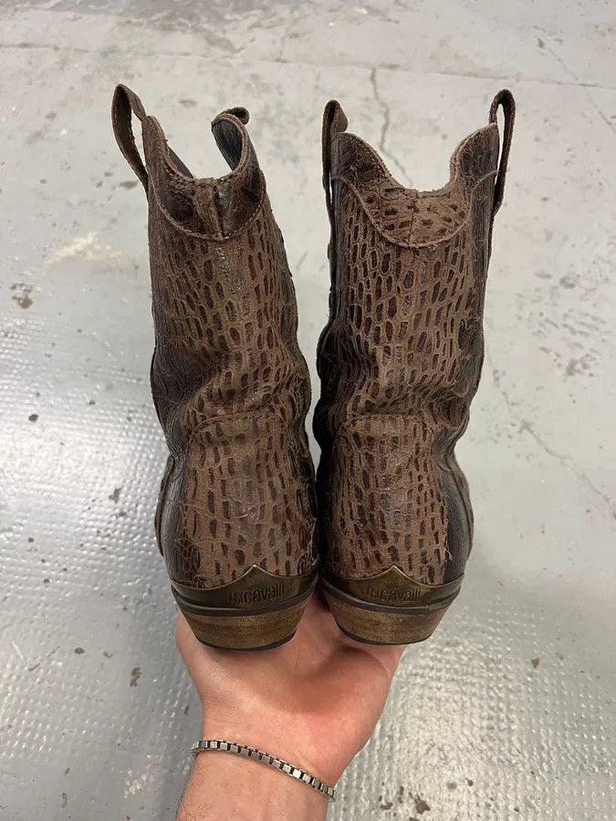 Just Cavalli AW2008 Cavalli Brown Leather Crocodile Embossed Boots Size US 10 / EU 43 - 5 Thumbnail