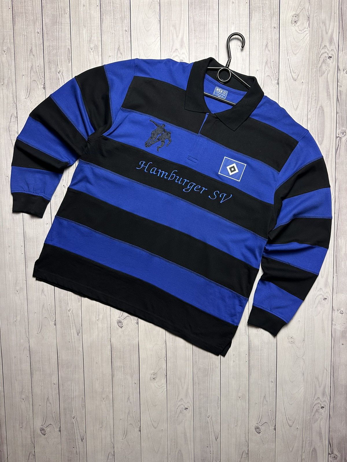 Vintage soccer Hamburg SV rugby jersey long sleeve striped