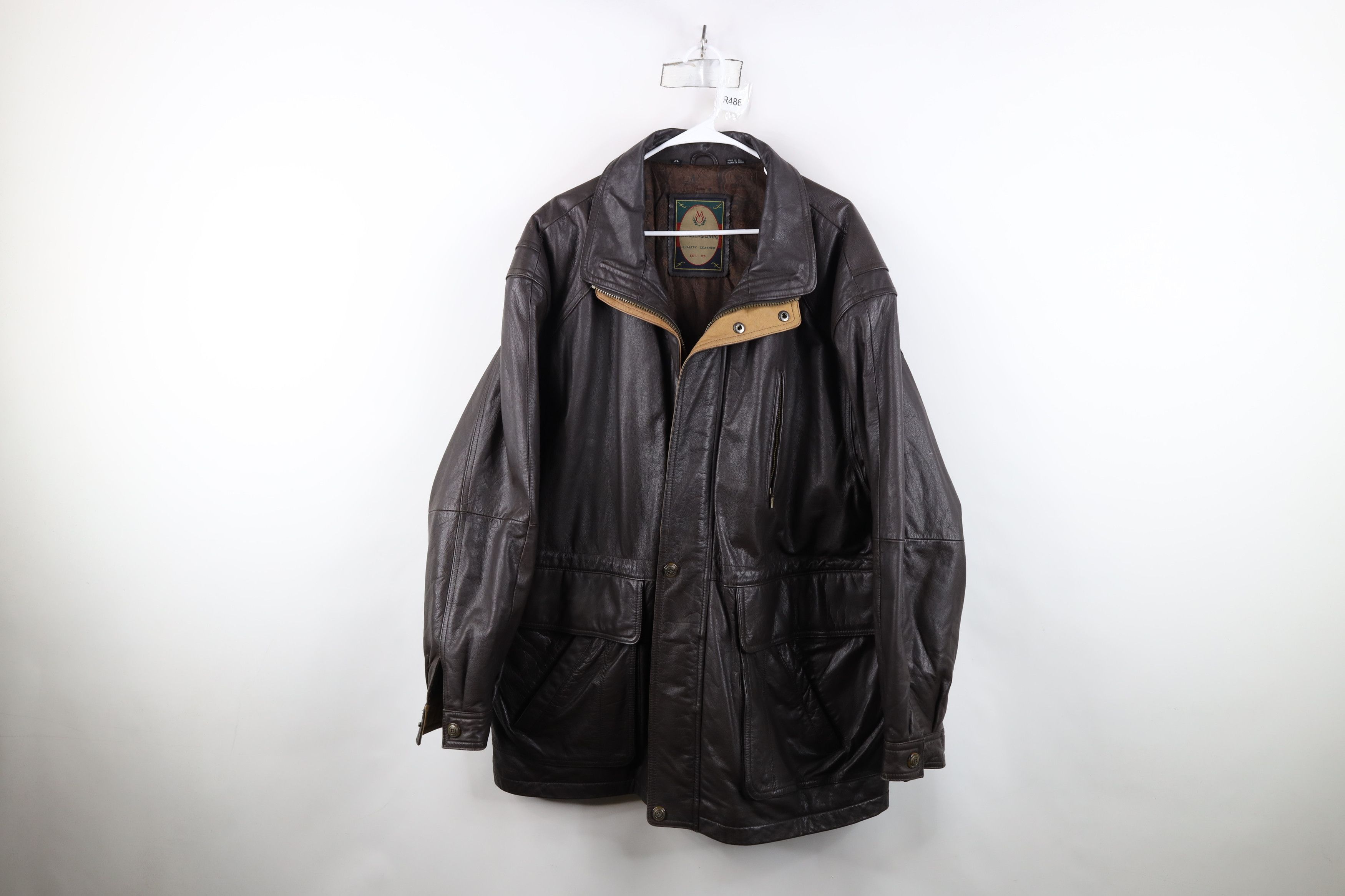 Members Only Vintage 90s Members Only Leather Chore Barn Jacket Brown Size US XL / EU 56 / 4 - 1 Thumbnail