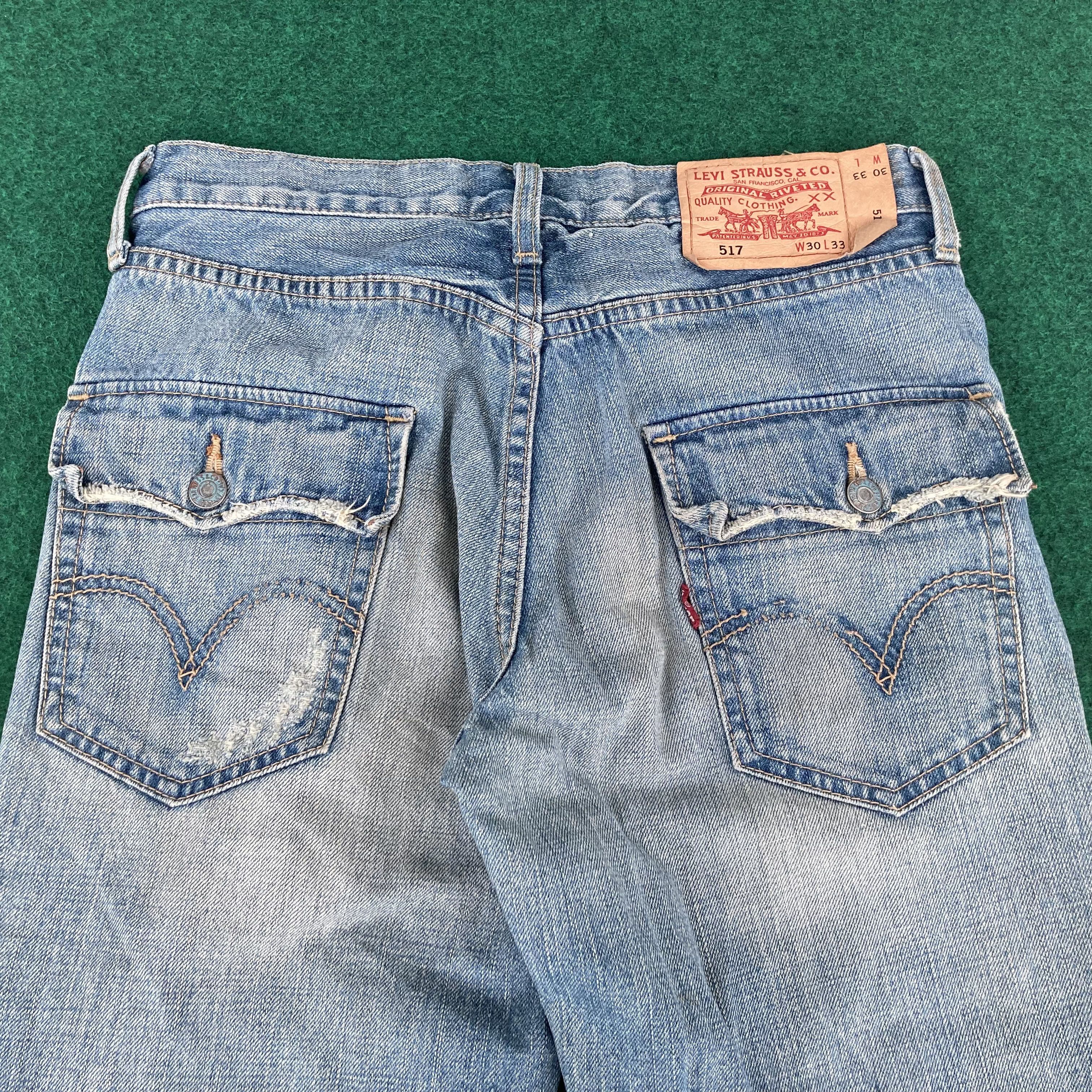 Levi's × Vintage Vtg Levis 517 Ripped Denim Bootcut Flared Sz 29 Jeans Size US 29 - 12 Thumbnail