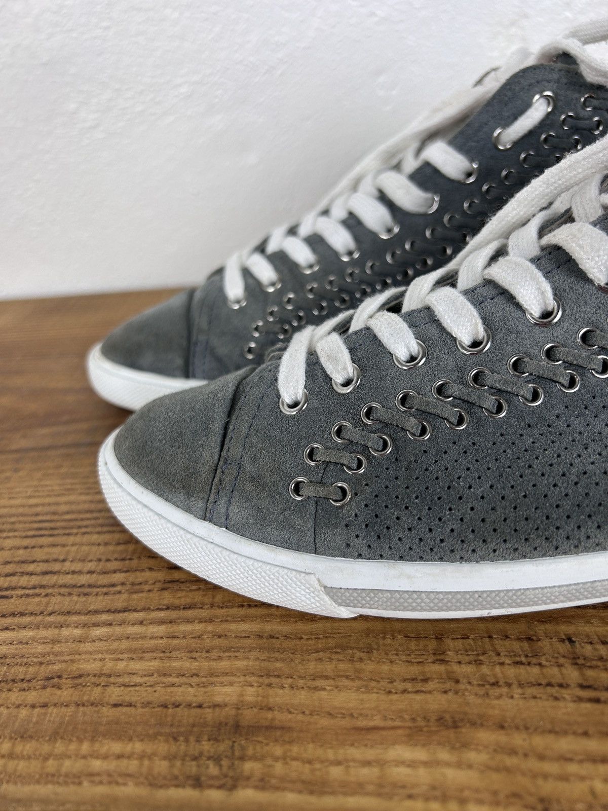 Prada Prada Sport Grey Suede Leather Eyelet Detail High Top 39 Size US 9 / IT 39 - 4 Thumbnail