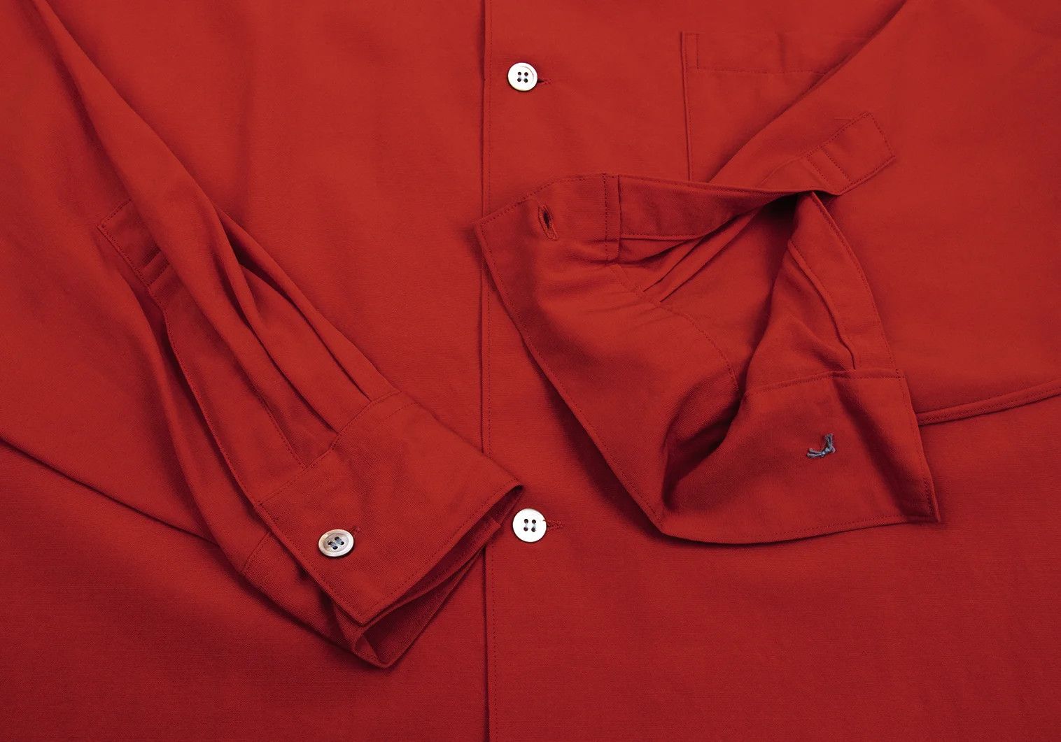 Yohji Yamamoto Yohji Yamamoto Wool Open Collar Shirt Red M Size US M / EU 48-50 / 2 - 8 Thumbnail