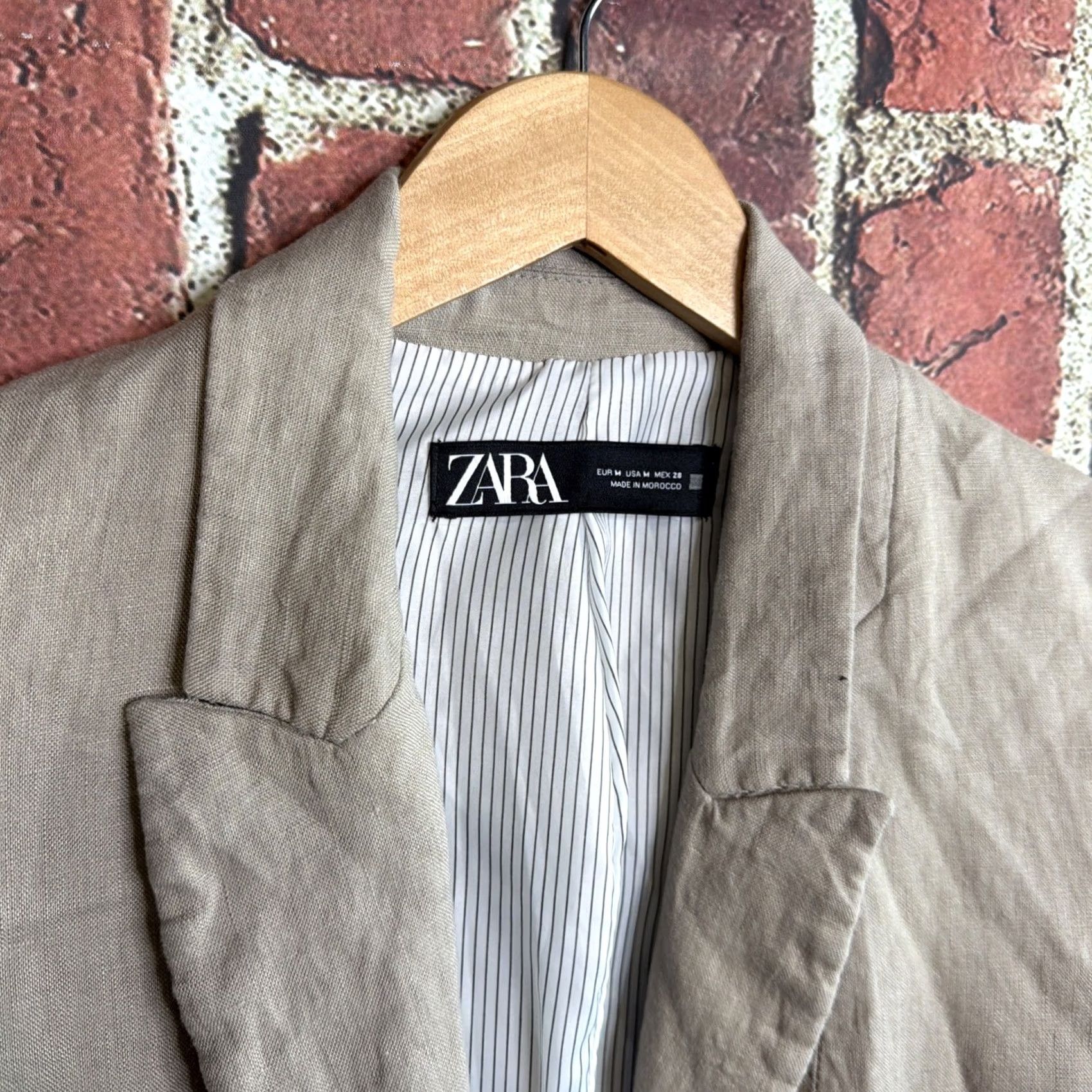 Zara ZARA Blazer Jacket Women's Beige 100% Linen Lined Size M Regular Notch Lapel Size M / US 6-8 / IT 42-44 - 2 Thumbnail
