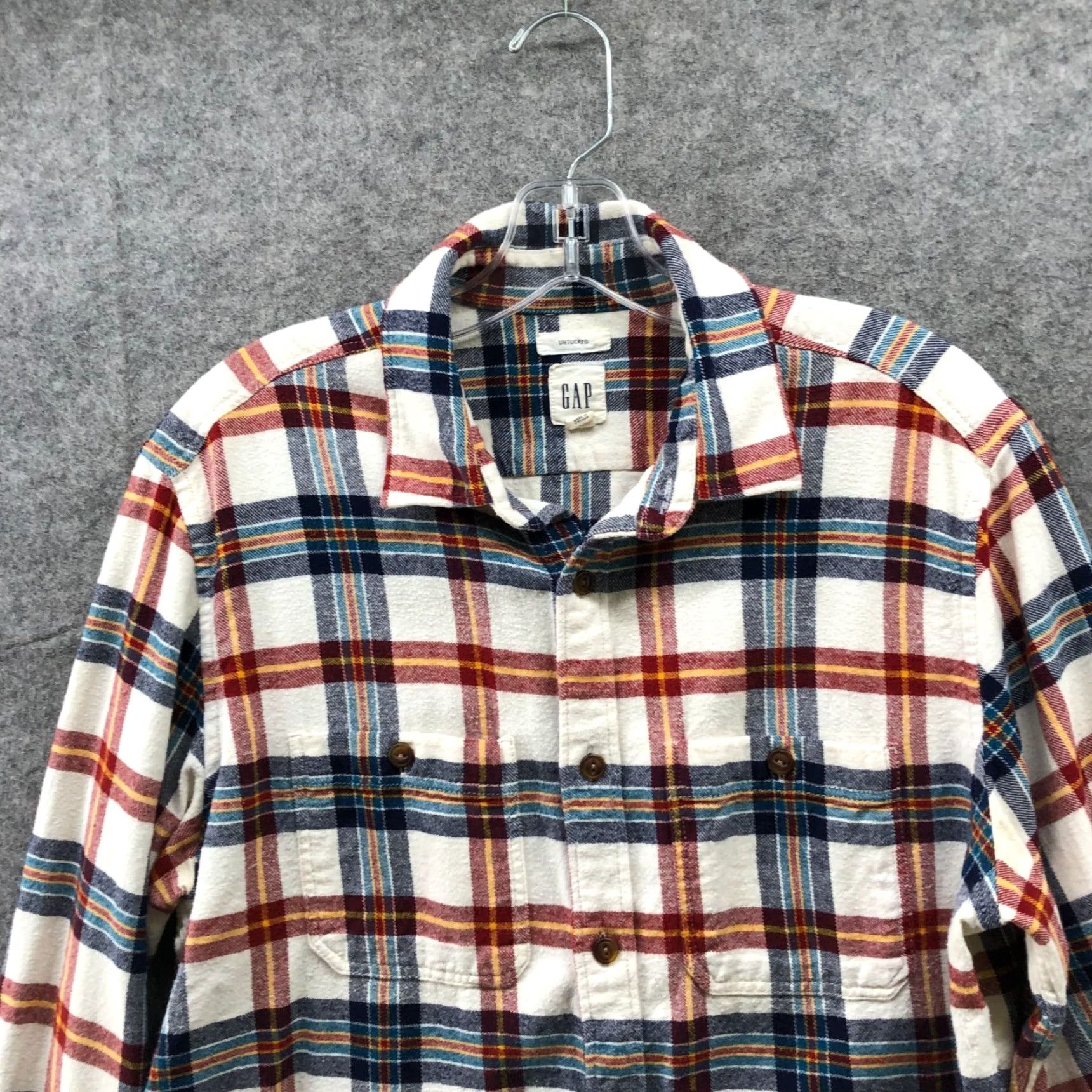 Gap Gap Untucked Flannel Shirt Mens M Plaid Multicolor Cotton Size US M / EU 48-50 / 2 - 3 Thumbnail