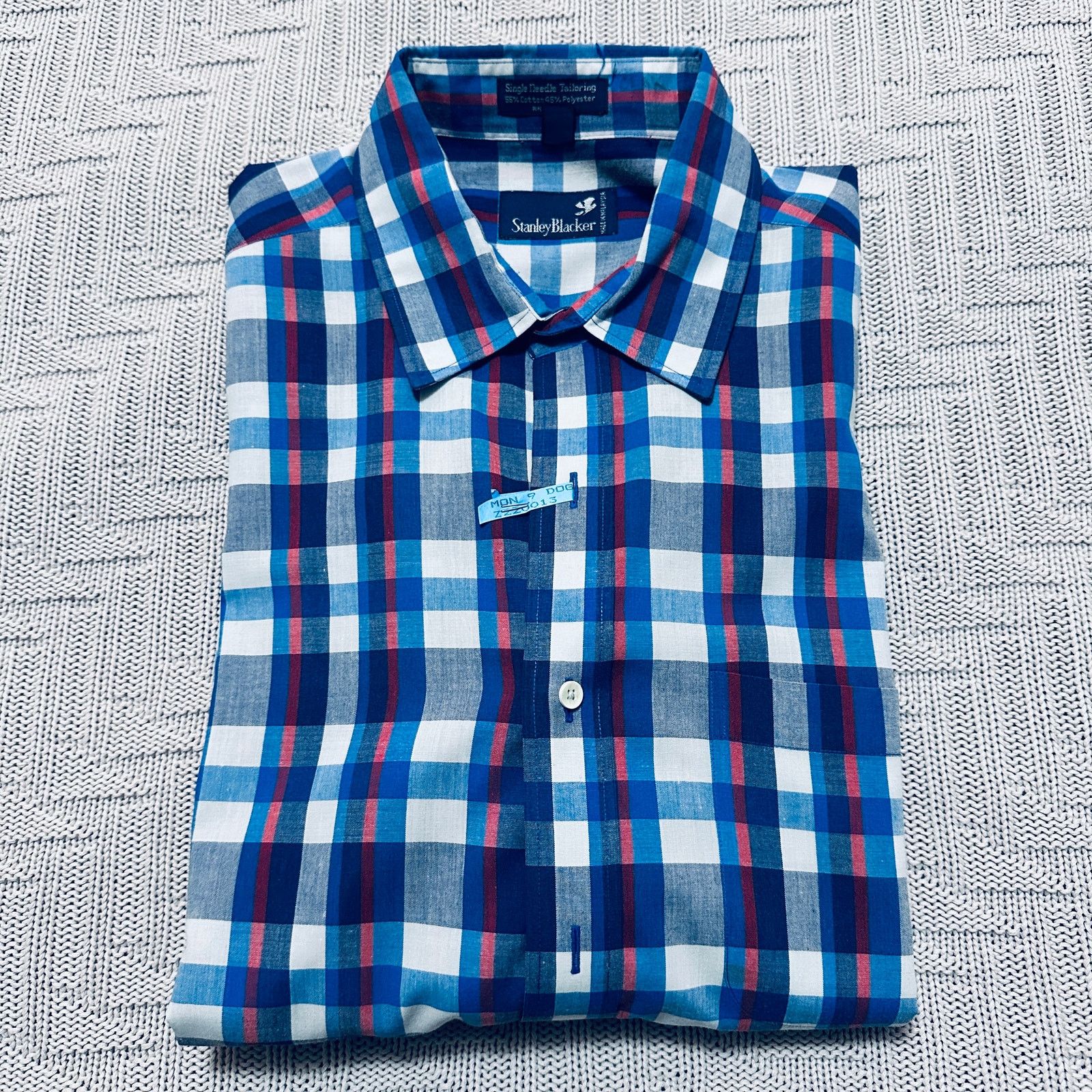 Stanley Blacker Vintage Stanley Blacker blue plaid short sleeve button down Size US L / EU 52-54 / 3 - 1 Thumbnail