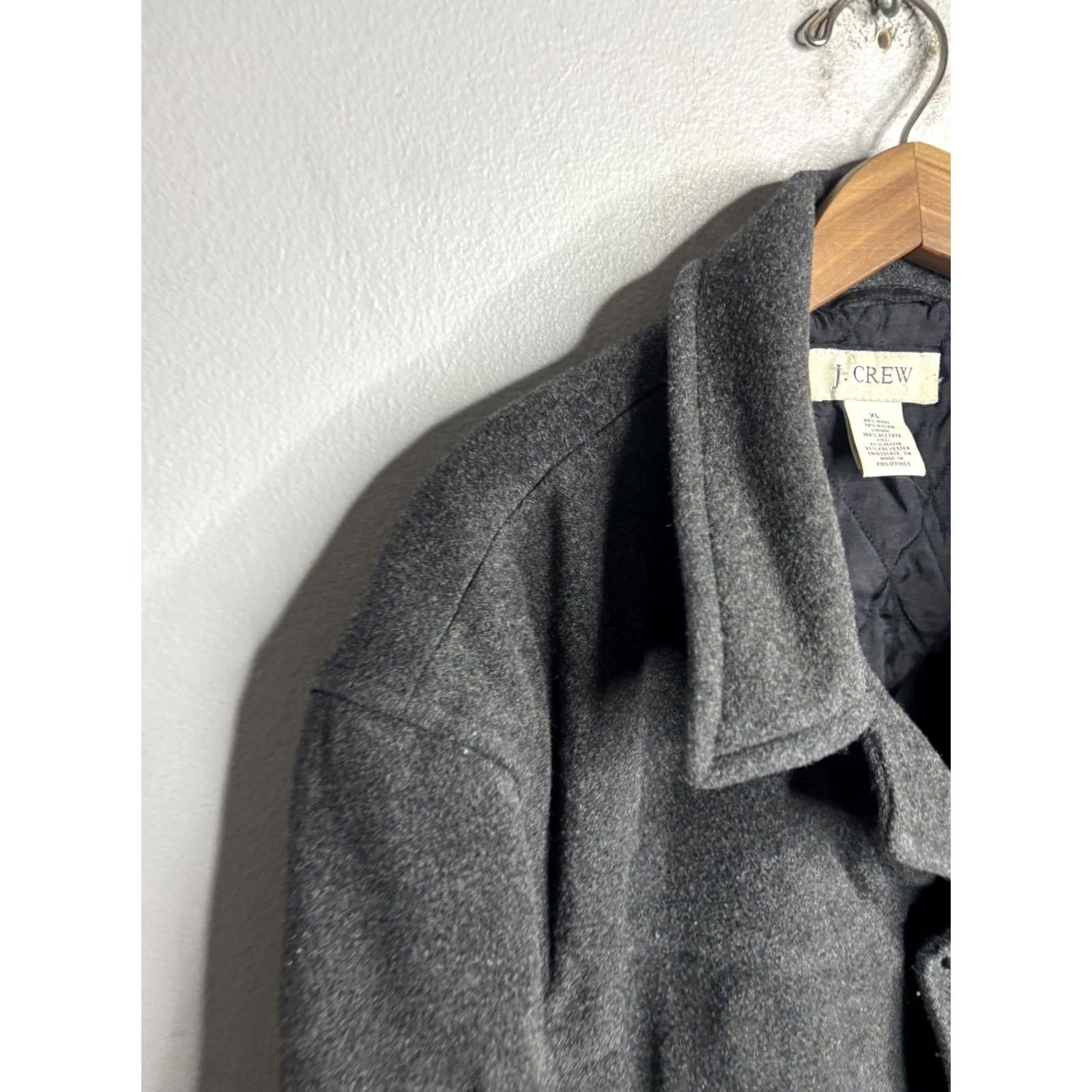 J.Crew J.Crew Wool Coat Mens XL Gray Thinsulate Quilted Button Front Overcoat Size US XL / EU 56 / 4 - 2 Thumbnail