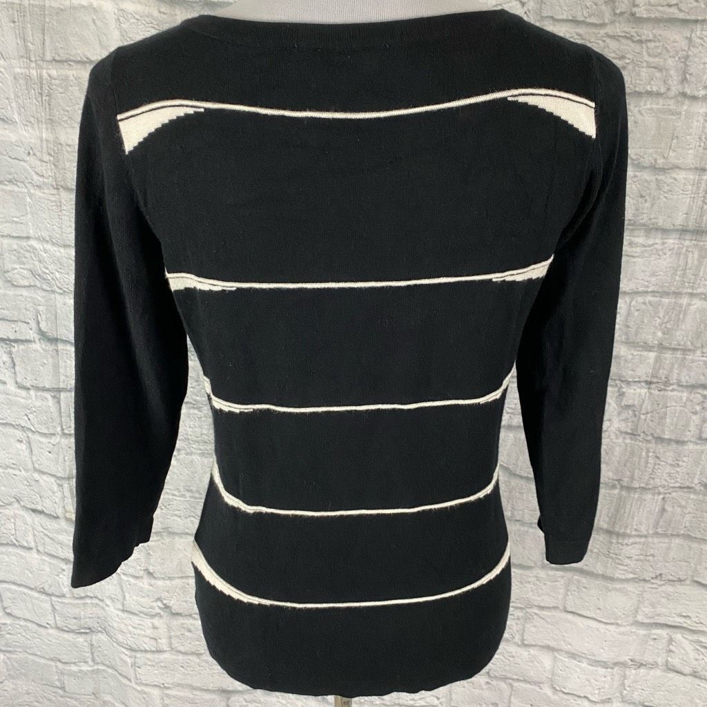 Other Venini women M scoopneck stripe sweater 3/4 sleeves black & Size M / US 6-8 / IT 42-44 - 7 Thumbnail