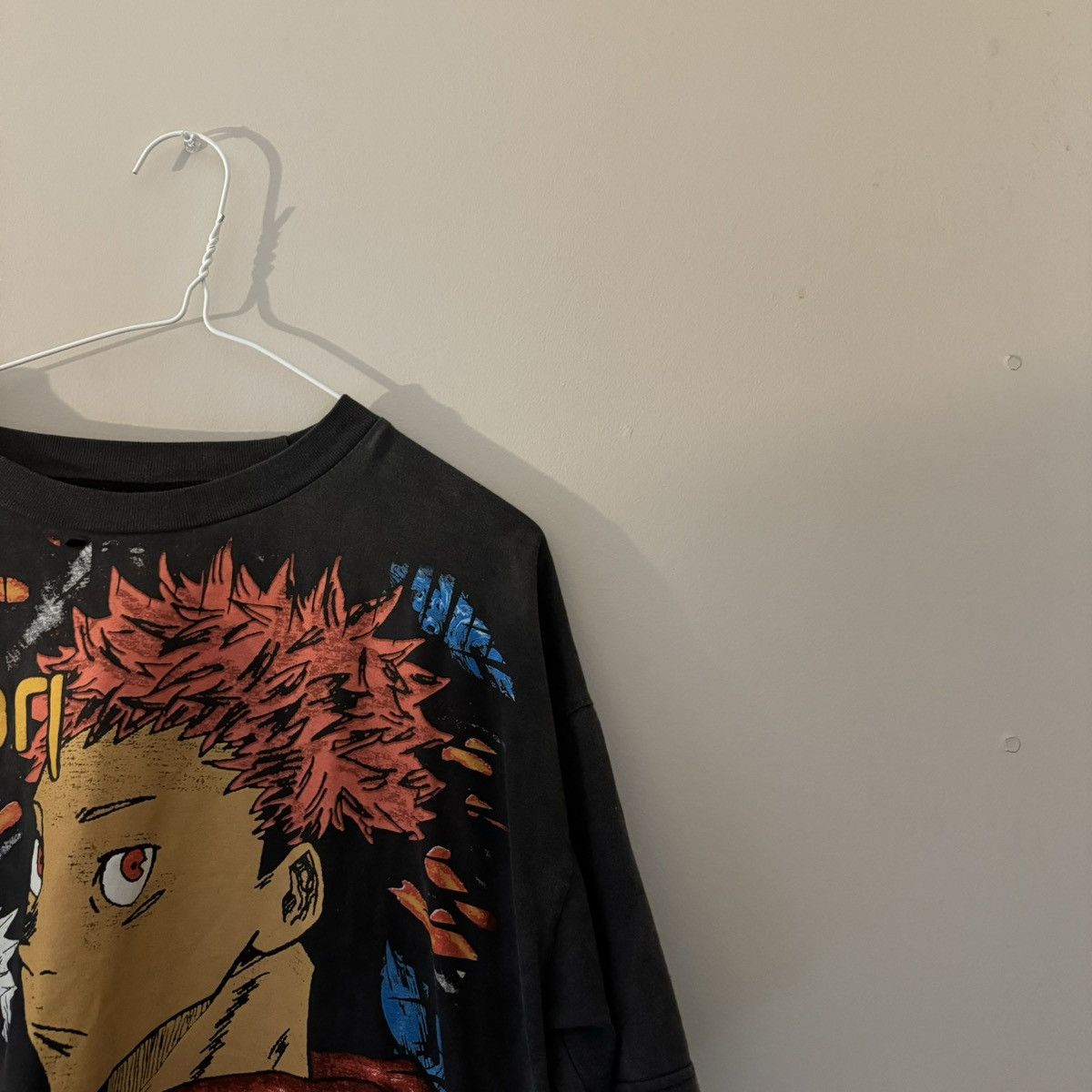 image of Vintage Jujutsu Kaisen All-Over Printed Graphic Oversized Tee in Grey, Men's (Size XL)