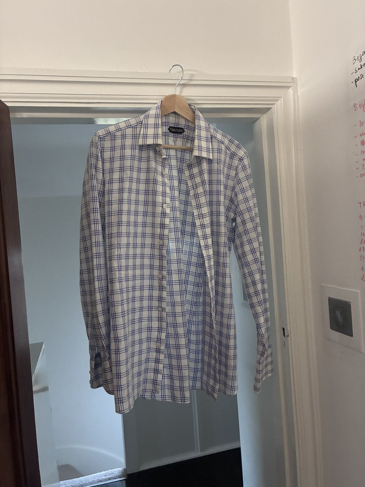 Tom Ford Tom ford blue white check cotton shirt size 39 15.5 Size US M / EU 48-50 / 2 - 1 Thumbnail