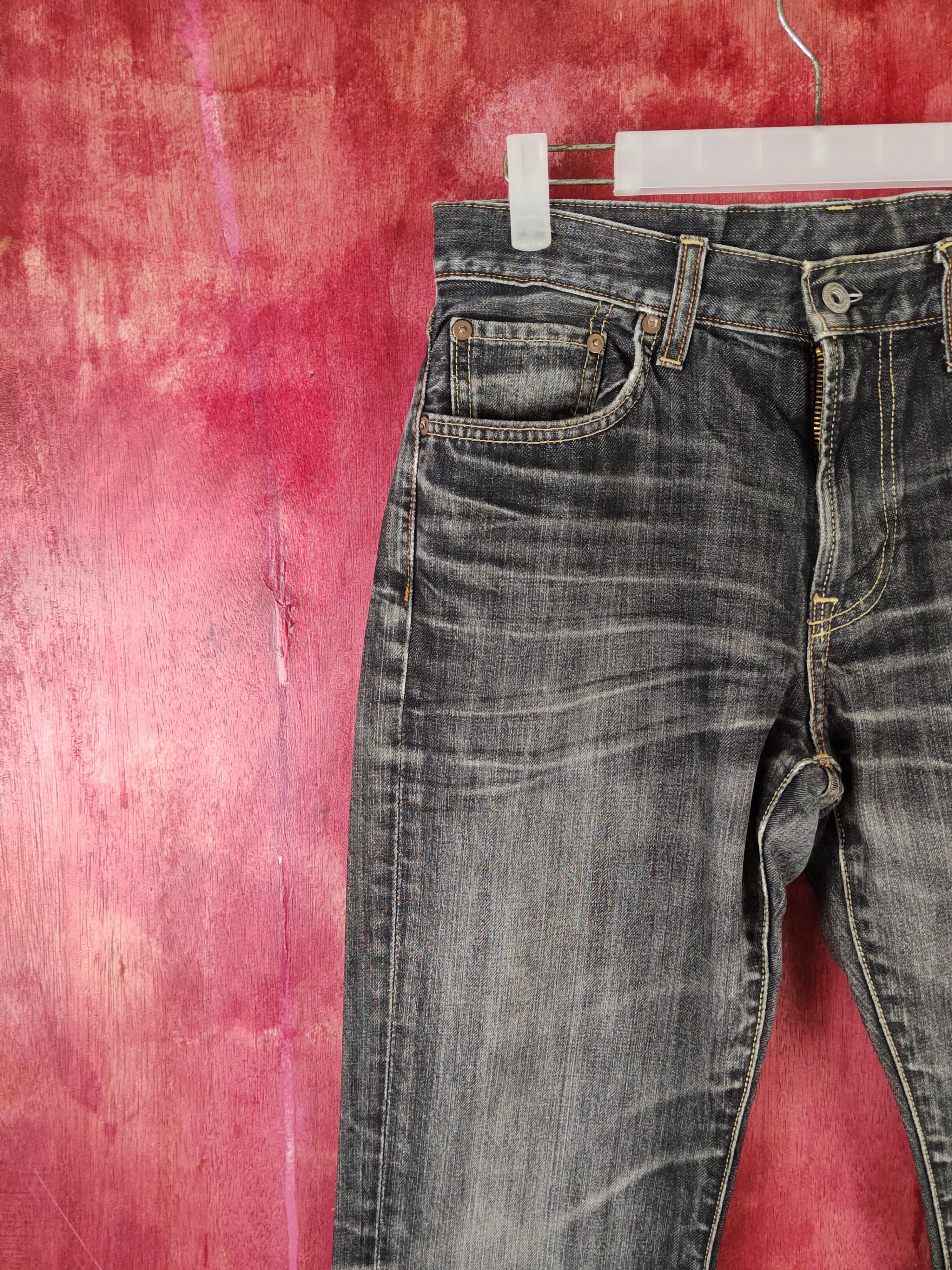 Japanese Brand Uniqlo Black Faded distressed ripped jeans Denim #S1604 Size US 30 / EU 46 - 3 Thumbnail