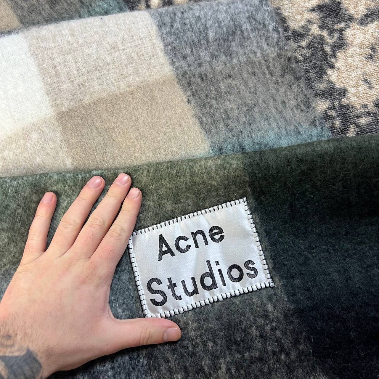 Acne Studios Acne Studios Alpaca/wool Scarf Big Logo Checkered Size ONE SIZE - 4 Thumbnail