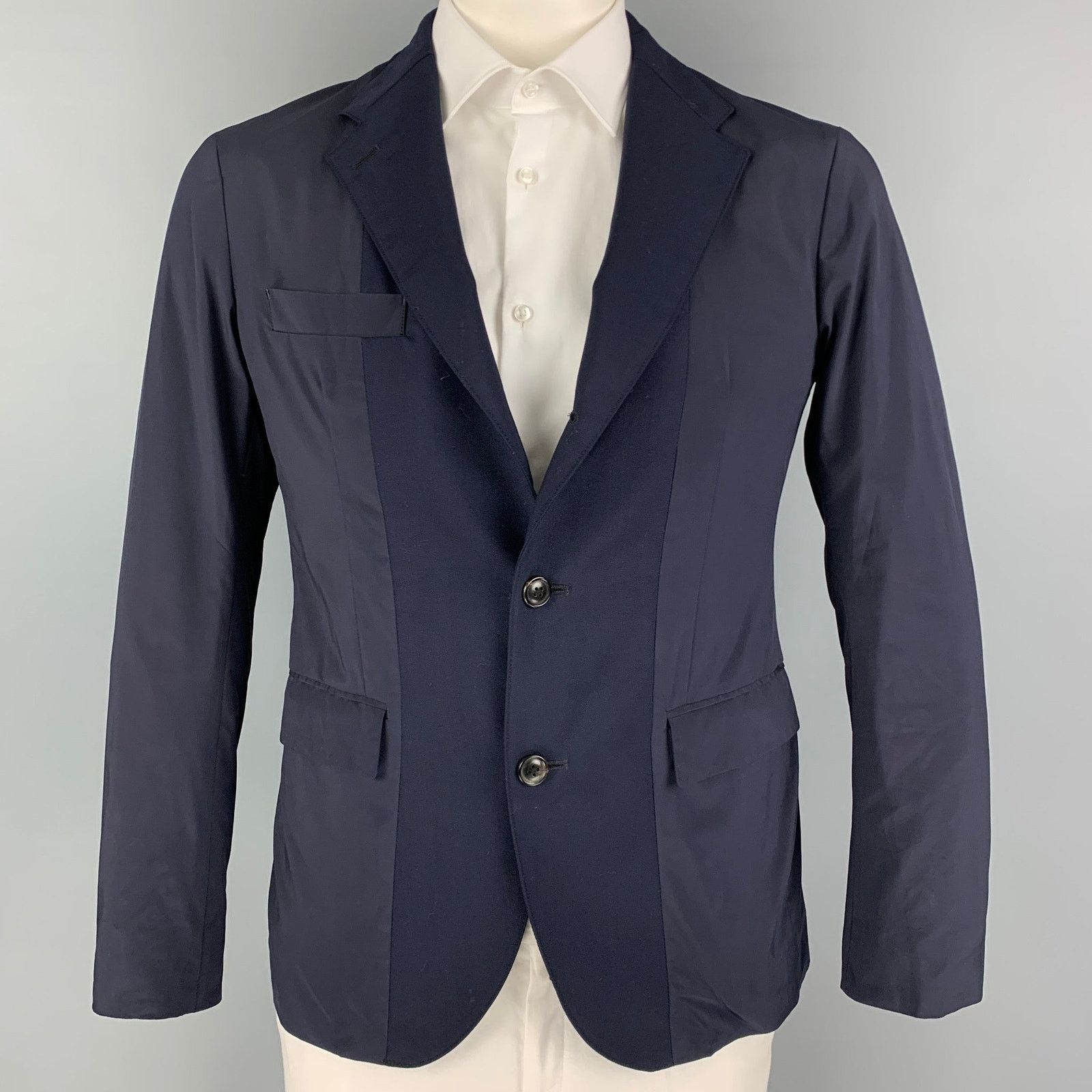 NVY Size L Navy Mixed Patterns Single Breasted Sport Coat Size 42R - 1 Thumbnail