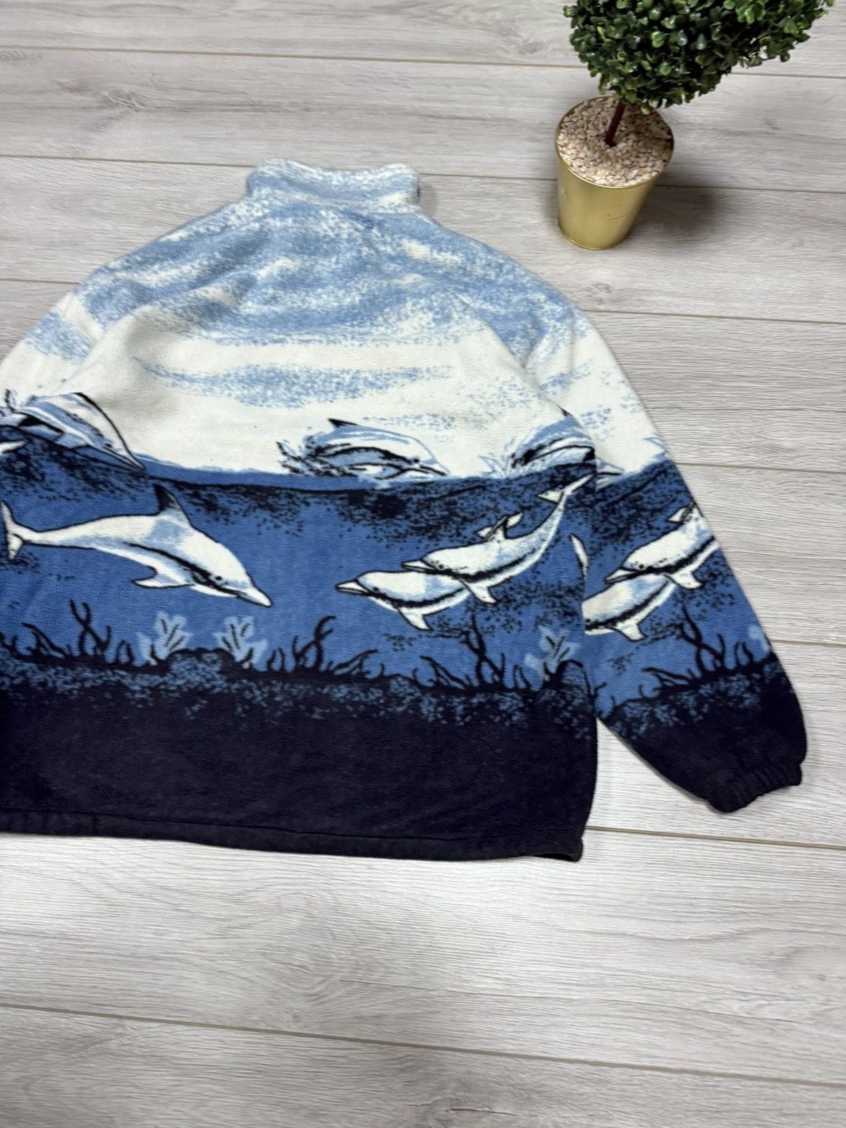 Vintage Dolphins 🐬 made in UK waves sea vintage fleece all over zip Size US XL / EU 56 / 4 - 7 Thumbnail