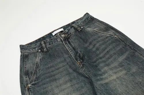 Japanese Brand × Jean Washed distressed American high street loose straight jeans Size US 34 / EU 50 - 3 Thumbnail