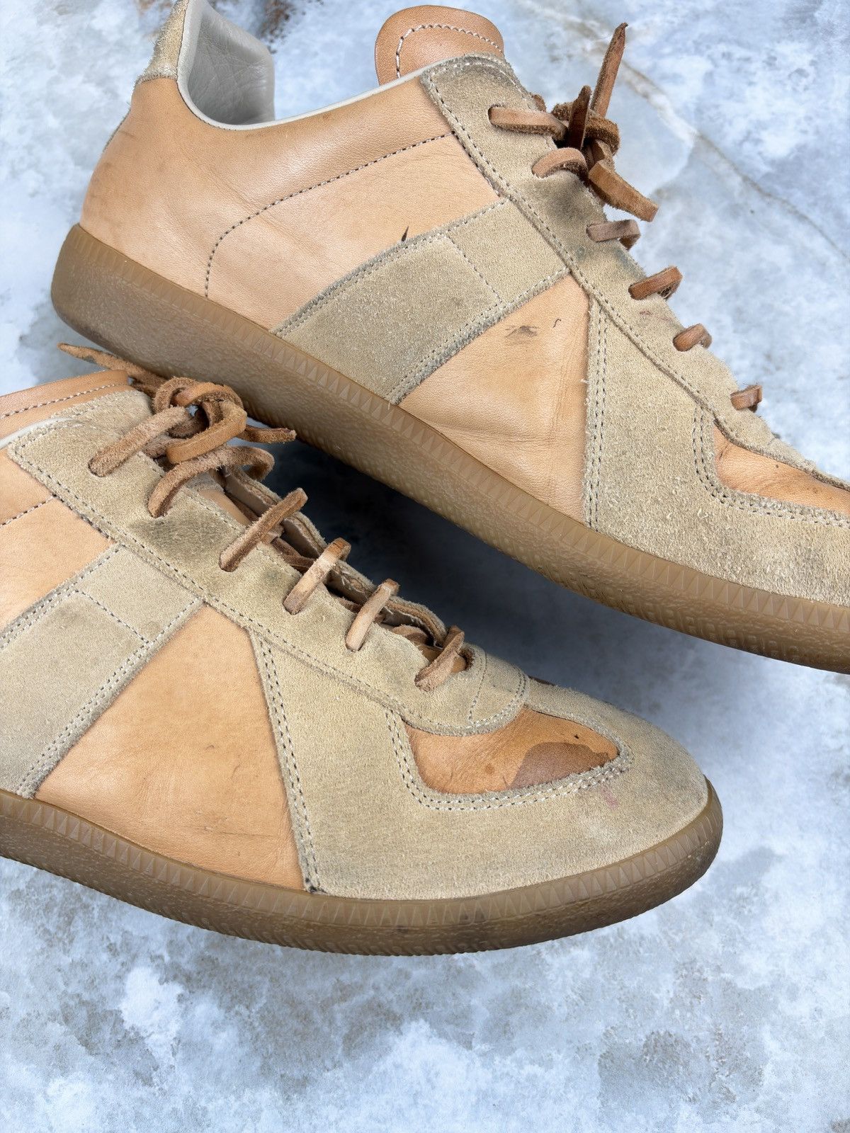 Maison Margiela AW21 Maison Margiela Natural Tan Leather Laced Gat Sneakers Size US 10 / EU 43 - 5 Thumbnail