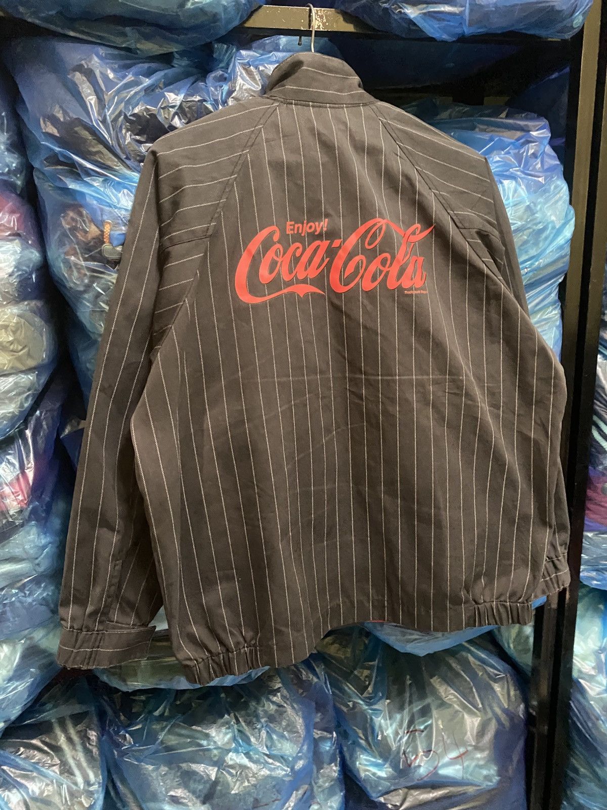 Coca Cola Vintage Coca-Cola Pinstripe Black Blouson Jacket Size US XL / EU 56 / 4 - 11 Thumbnail