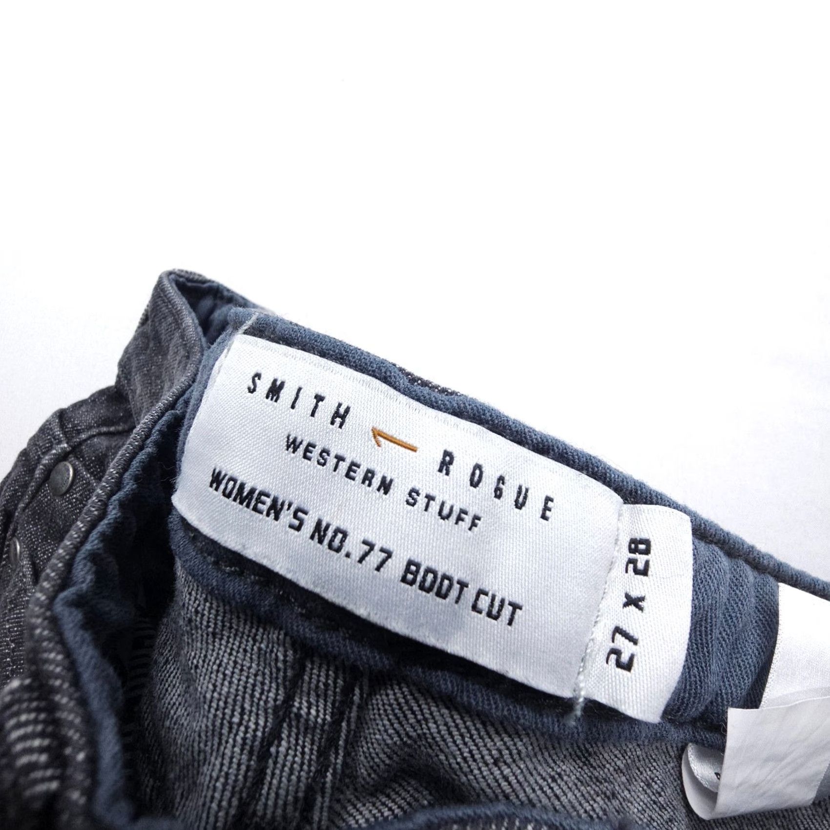 Vintage Smith & Rogue Womens No 77 Bootcut Jeans 27 x 28 Black Western Rodeo Denim Jeans Size 27" / US 4 / IT 40 - 7 Thumbnail