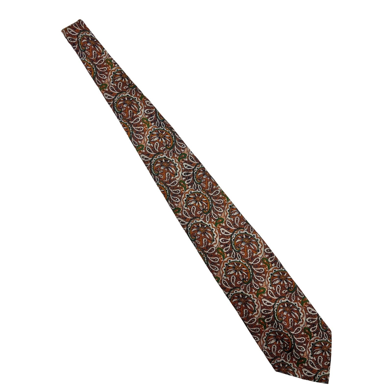 Liberty London × Vintage Liberty of London Paisley Silk Tie Vintage Orange Gray Size ONE SIZE - 2 Thumbnail