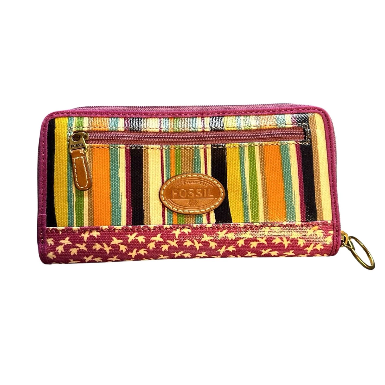 Fossil Fossil Wallet & Change Bag NWOT Women’s Purple Stripes & Birds Coated Canvas Zip-Around Wallet & Change Bag One Size Women’s Size ONE SIZE - 2 Thumbnail