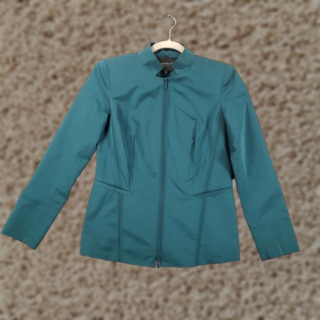 Vintage Lafayette 148 Jacket Womens Size 0 Blue Full Zip Long Sleeve Pockets - Classic, Designer, Jacket, Women Size XS / US 0-2 / IT 36-38 - 1 Thumbnail