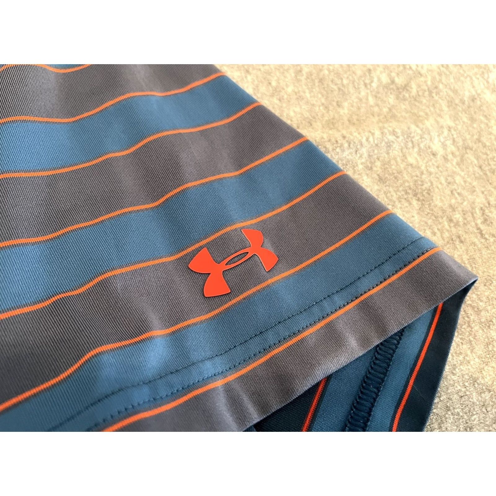 Under Armour Under Armour Polo Shirt Striped Kiahuna Golf Club Multicolor Blue Orange Gray XL Mens Regular Short Sleeve Collared Golf HeatGear Size US XL / EU 56 / 4 - 4 Thumbnail