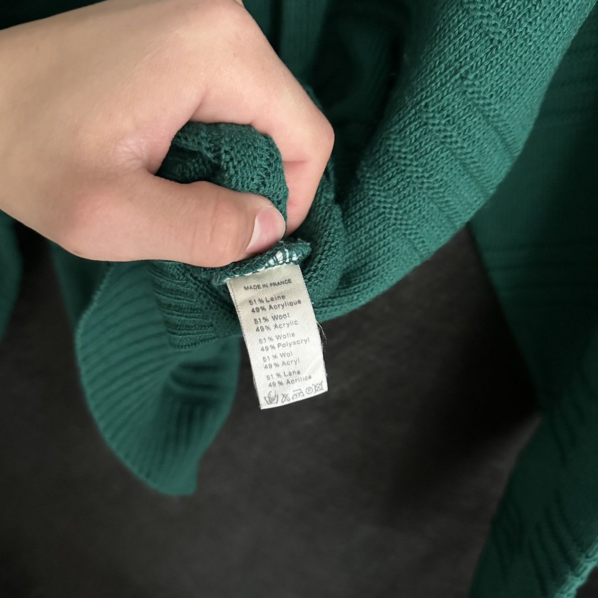 Lacoste Vintage OG 90s Lacoste France Dark Green Oversize Sweater Size US L / EU 52-54 / 3 - 6 Thumbnail