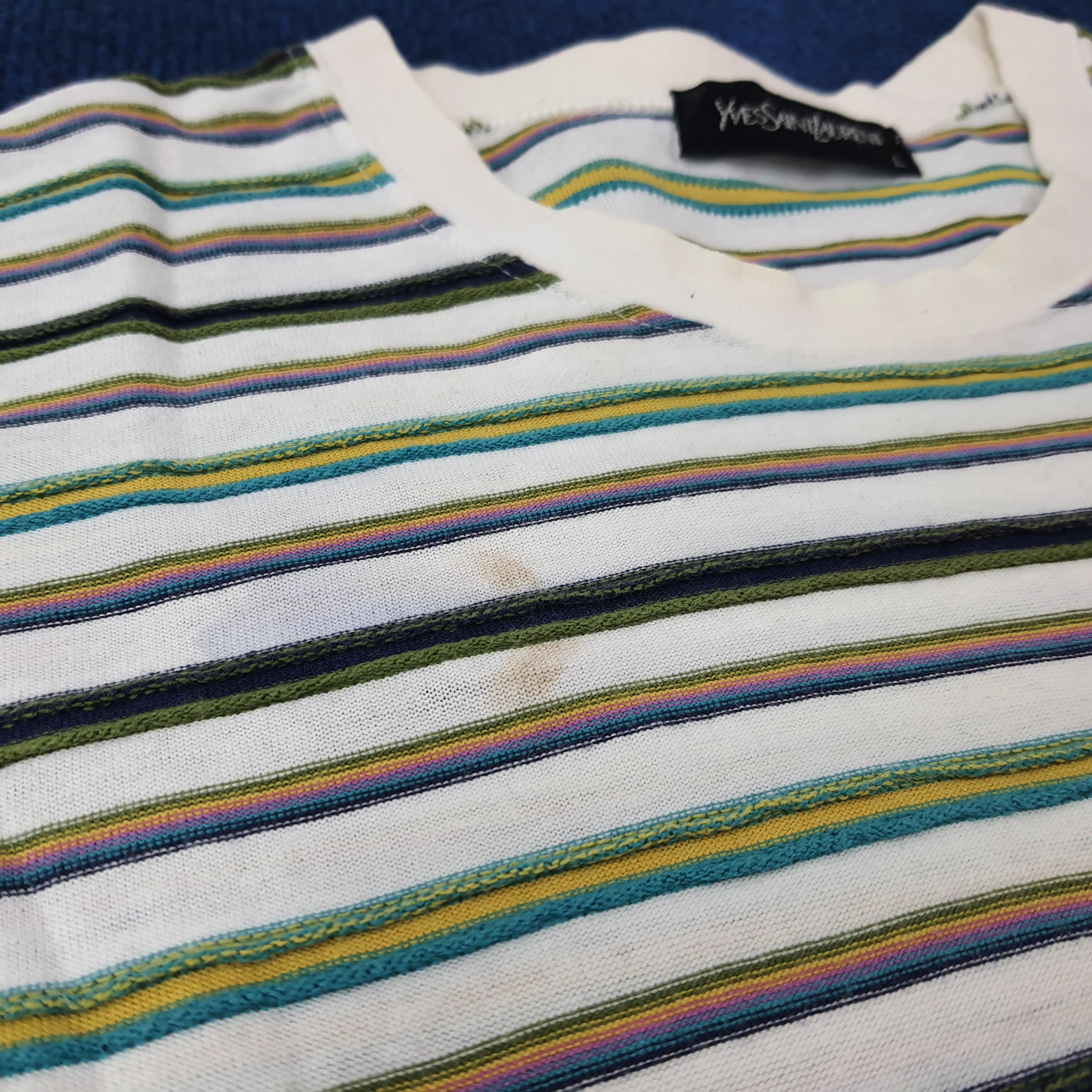 Yves Saint Laurent Vintage Yves Saint Laurent Striped Designer Tshirt C259N2 Size US L / EU 52-54 / 3 - 9 Thumbnail
