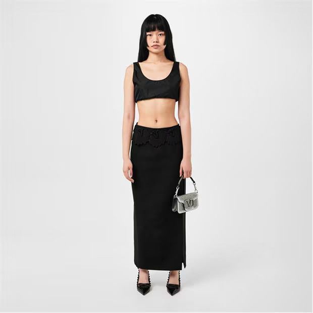 Valentino o1s22i1n0924 Mid-Length Wool Silk Skirt in Black Size 28" / US 6 / IT 42 - 4 Thumbnail