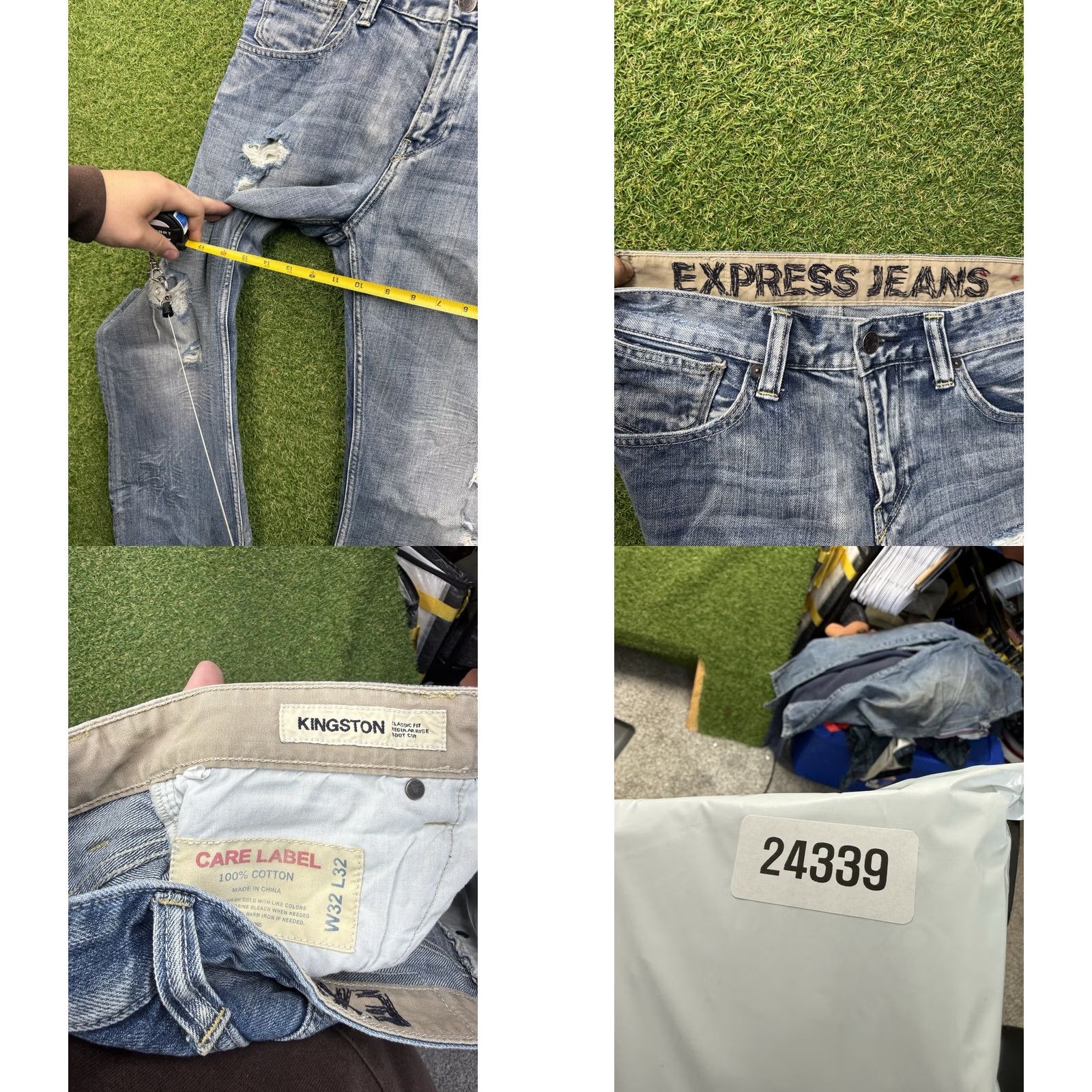 Express Express Kingston Jeans Men 32x32 Blue Classic Bootcut Distressed Pockets Jeans Size US 32 / EU 48 - 8 Thumbnail