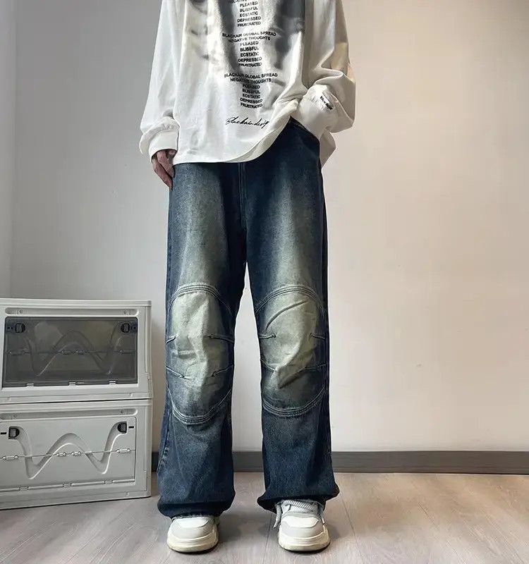 Japanese Brand Retro straight leg loose washed jeans Size US 32 / EU 48 - 6 Thumbnail