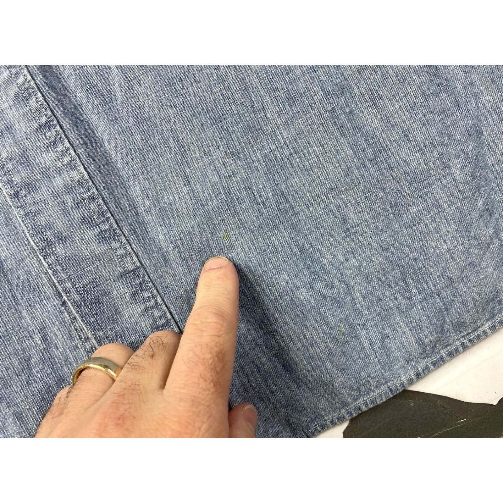 Polo Ralph Lauren VINTAGE Polo Ralph Lauren Chambray Denim Pocket Shooting Shirt L Blue Cotton Button-Up Men"} Size US L / EU 52-54 / 3 - 5 Thumbnail