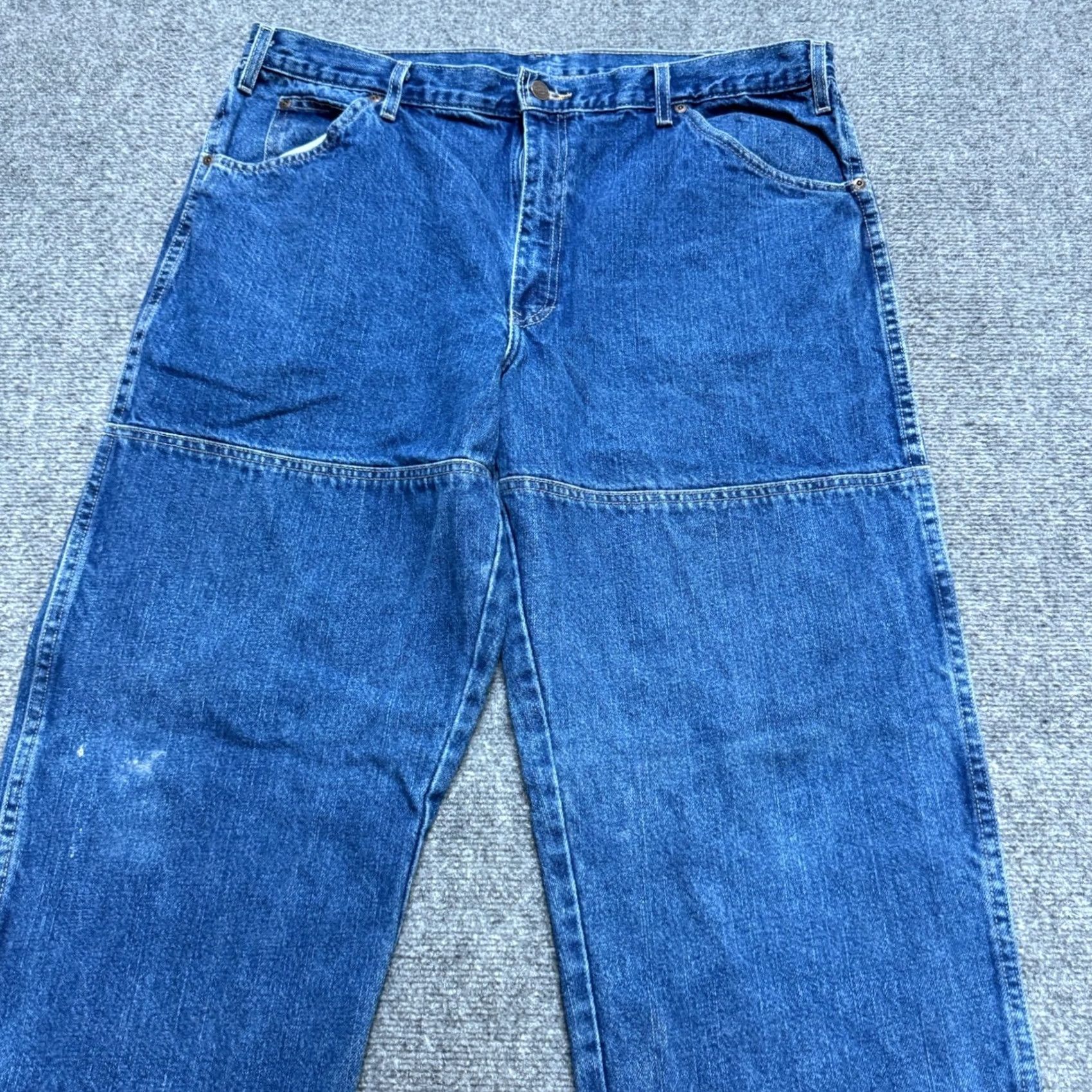 Dickies Dickies Jeans Bootcut Mens 38x30 Regular Inseam 31 Blue Cotton Light Wash Double Knees Workwear Mens Jeans Blue Denim Size US 38 / EU 54 - 7 Thumbnail