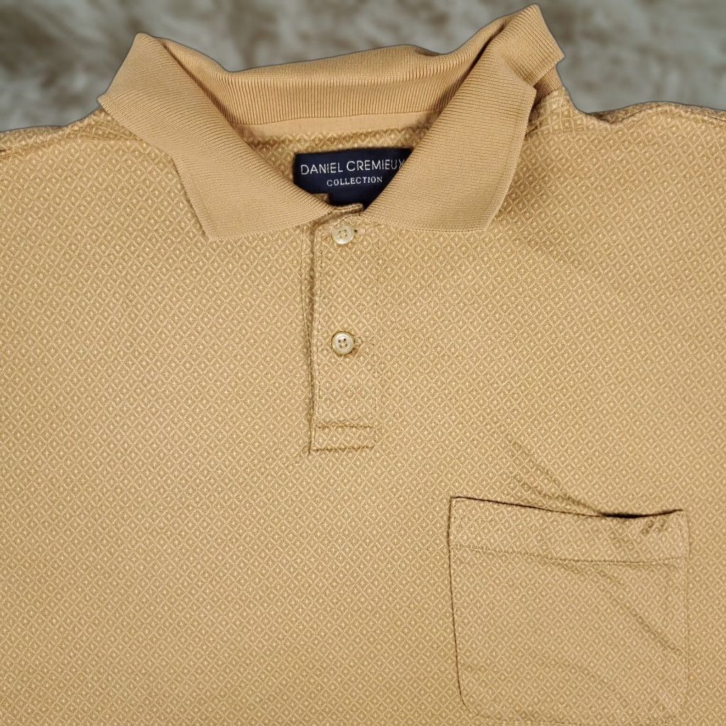Cremieux VINTAGE Daniel Cremieux Beige Geometric Pocket Casual Mens Polo Shirt M Size US M / EU 48-50 / 2 - 1 Thumbnail