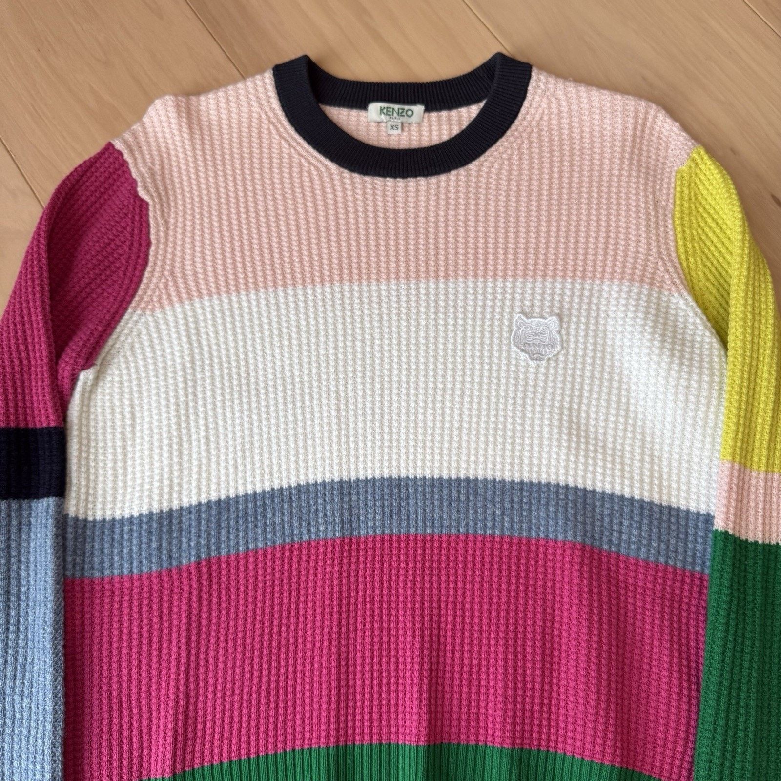Kenzo Spliced Pullover Women's XS Multicolor Cotton Sweater